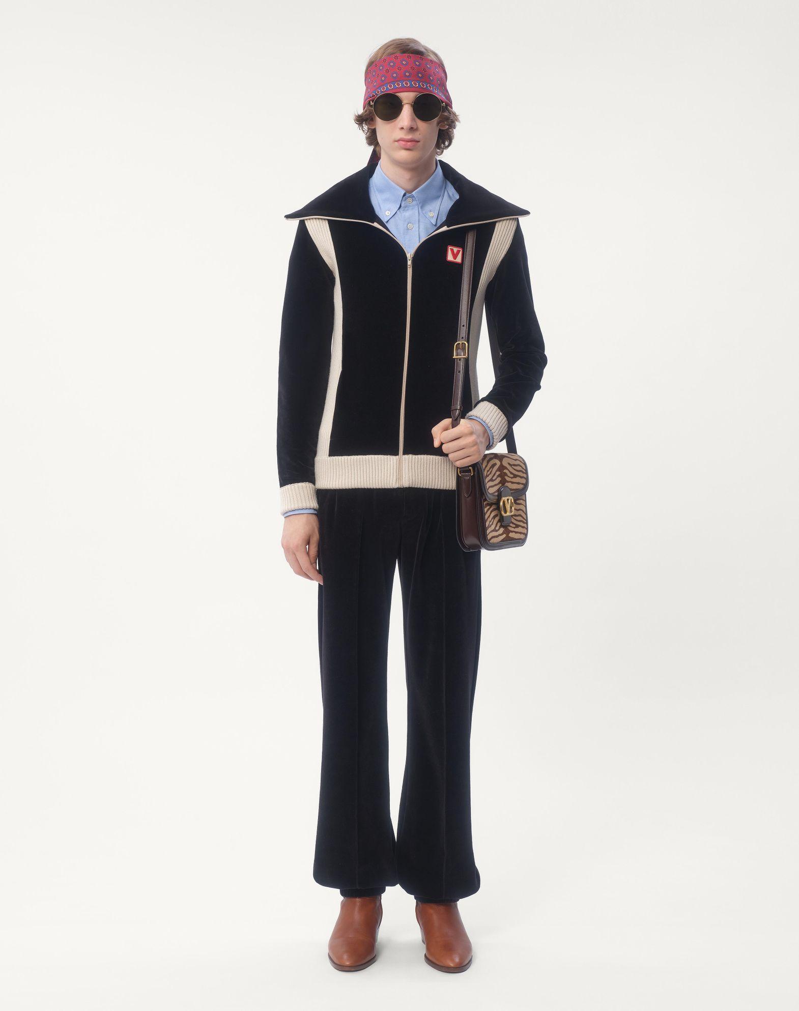 Chez Valentino Turtleneck Chenille Sweatshirt With Zipper And Patch Product Image