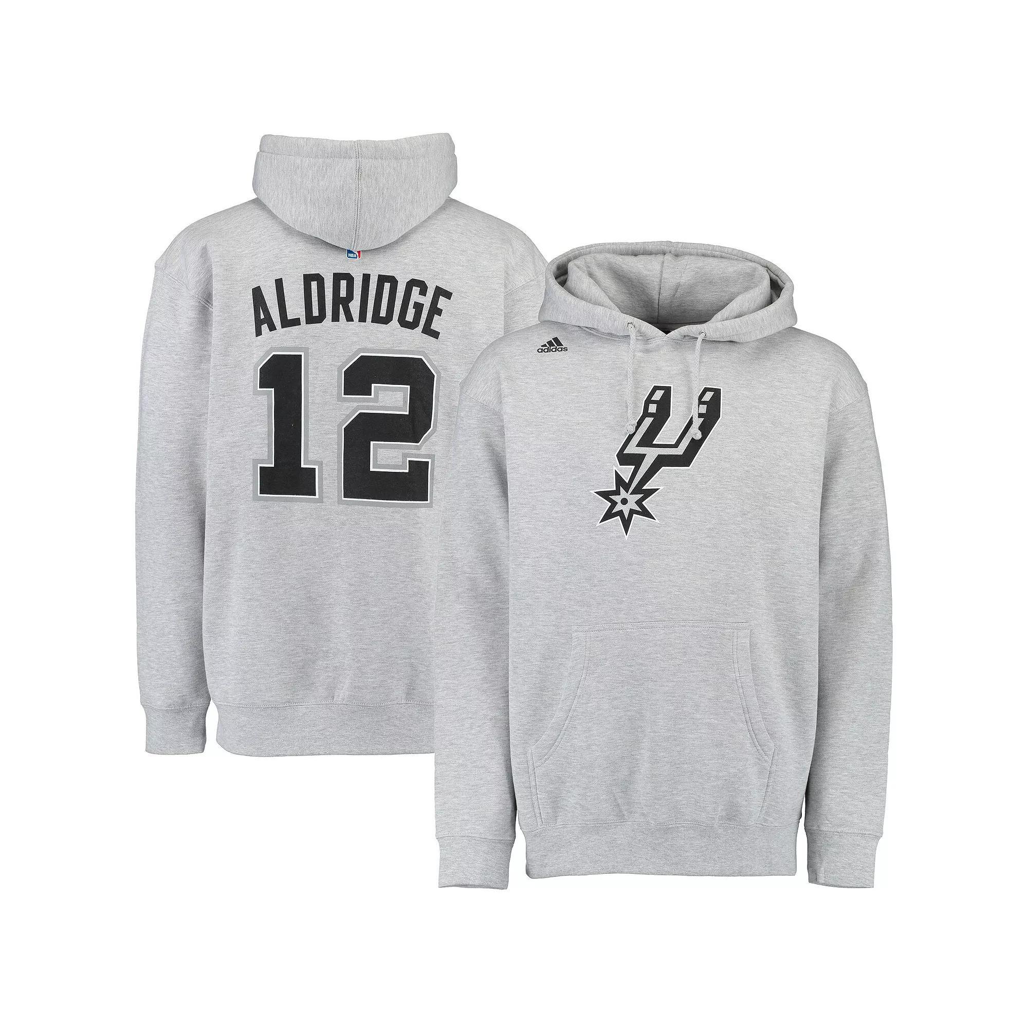 Men's adidas LaMarcus Aldridge Gray San Antonio Spurs Name & Number Pullover Hoodie, Size: Large, Grey Product Image