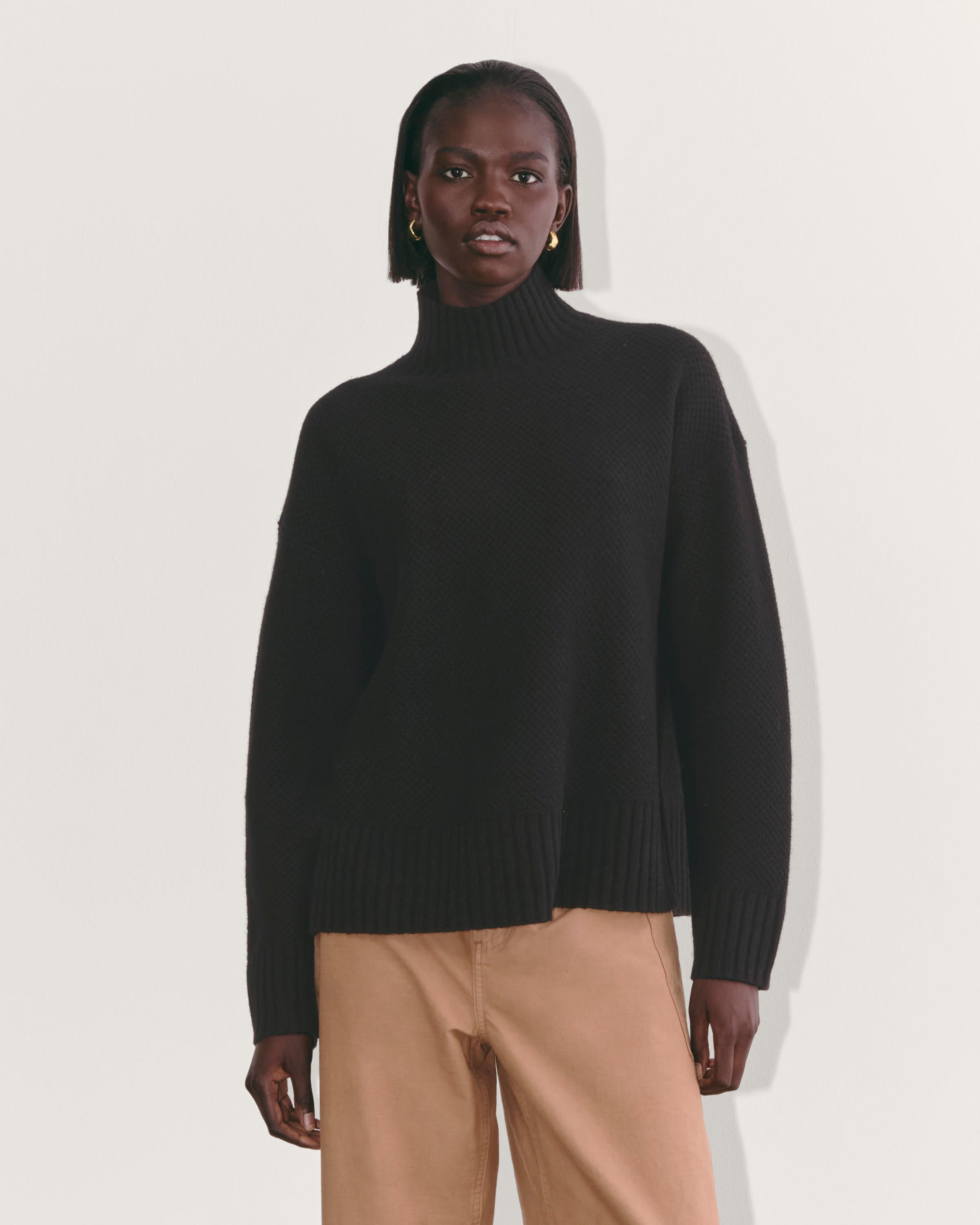 The Honeycomb Funnel Neck in Wool Cashmere Product Image