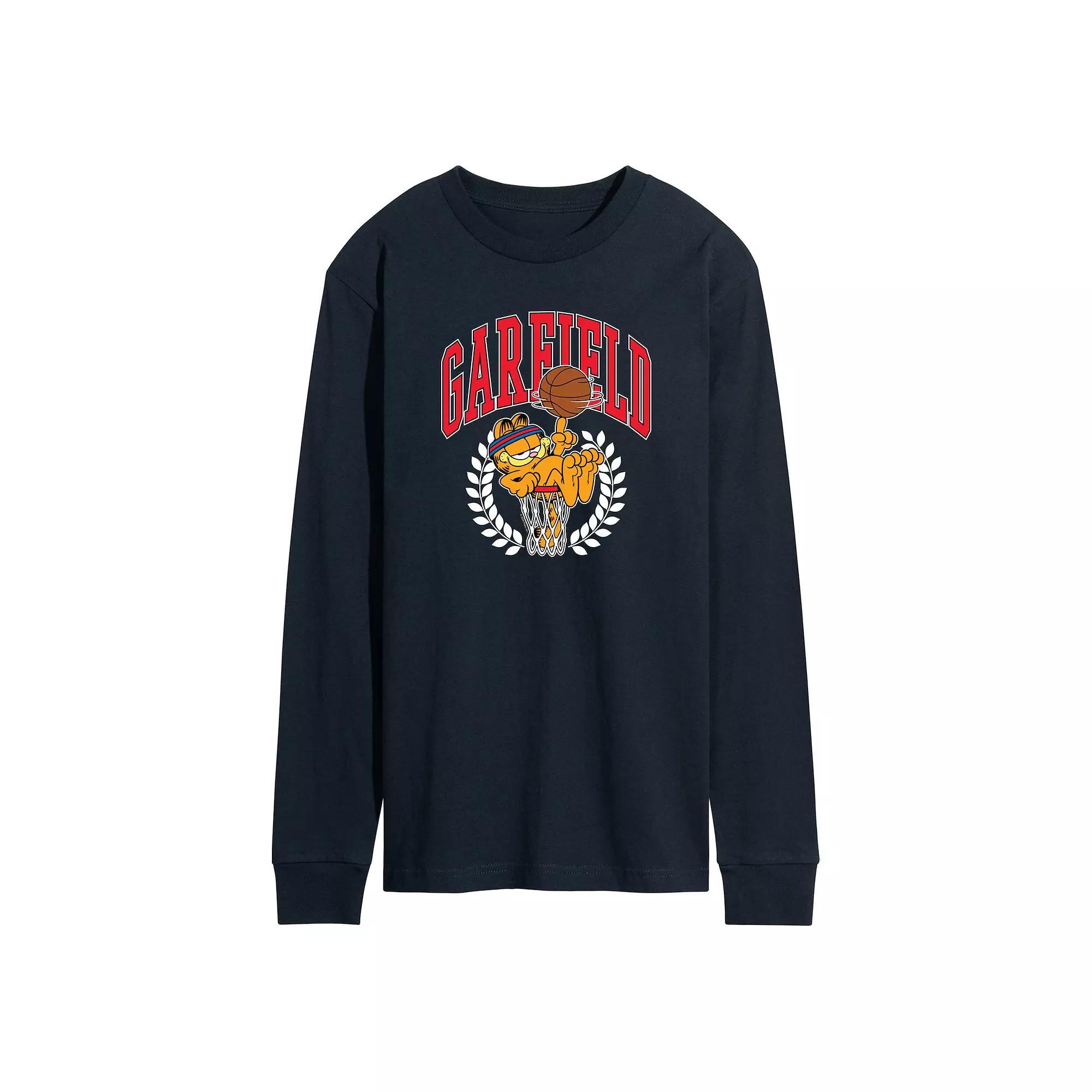 Men's Garfield Basketball Long Sleeve Graphic Tee,  Product Image