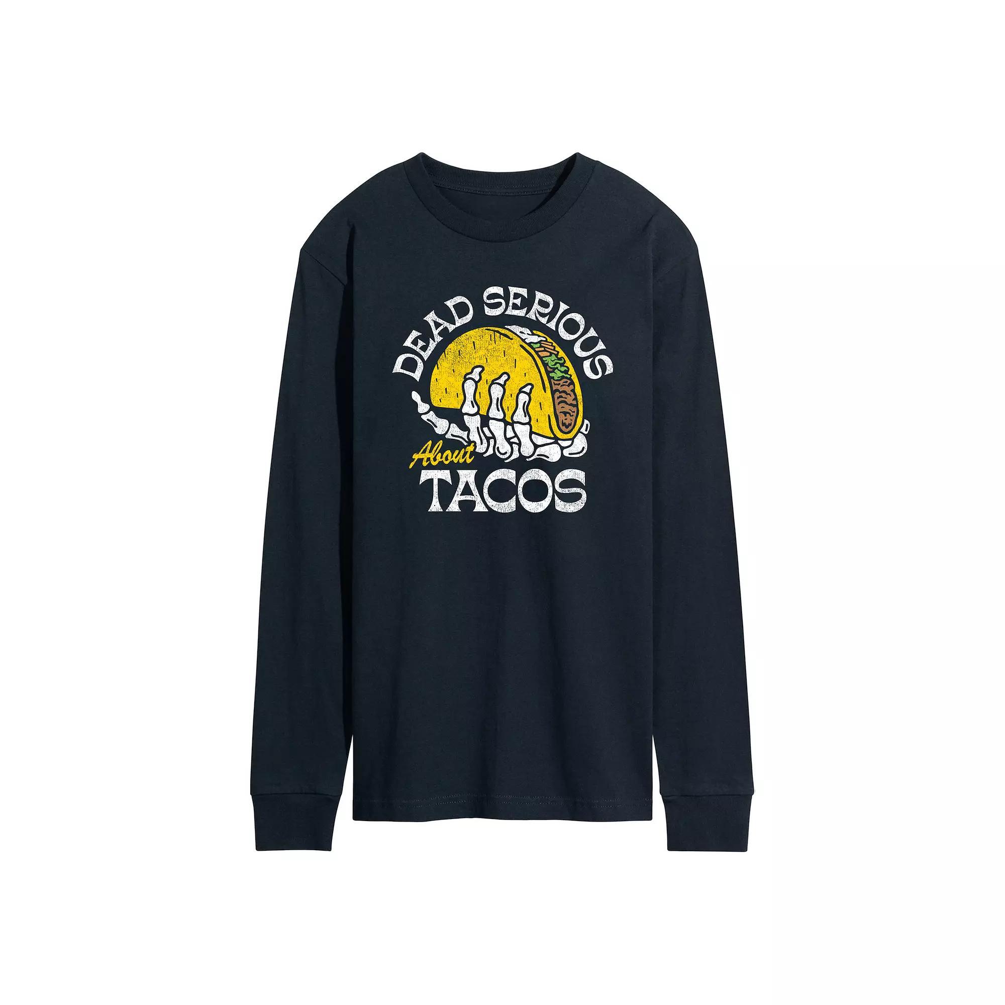 Men's Dead Serious About Tacos Long Sleeve Graphic Tee,  Product Image