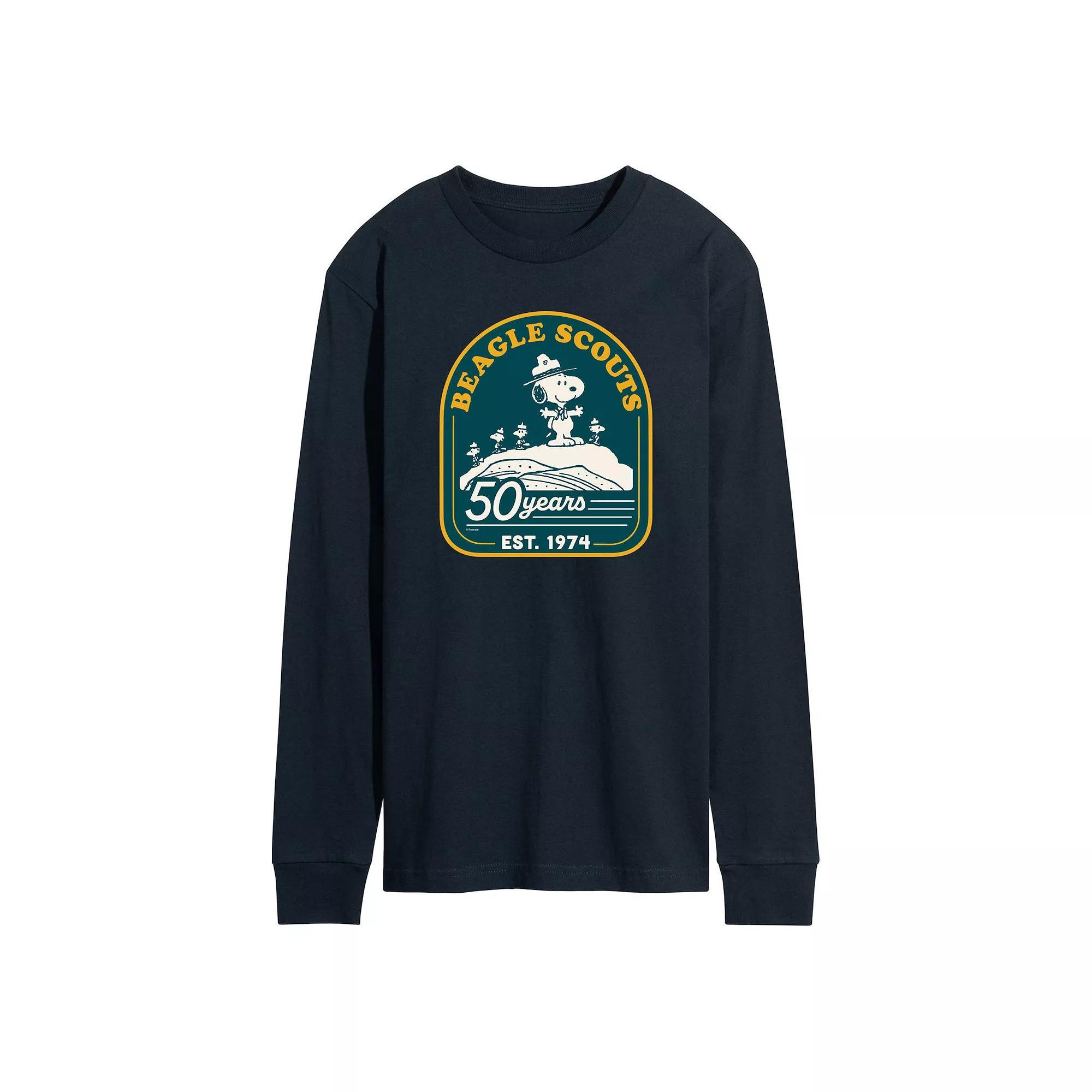 Men's Peanuts Beagle Scout 50 Year Mountain Long Sleeve Graphic Tee,  Product Image
