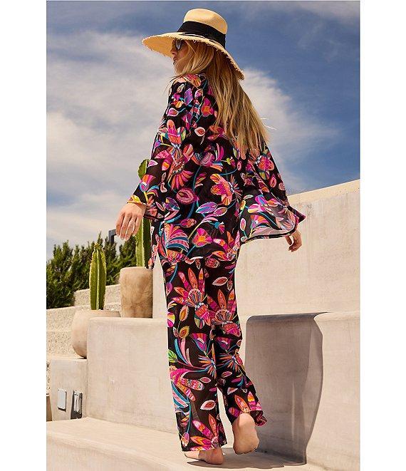 Trina Turk Luminary Printed Mesh Beach Button Front Swim Cover-Up Shirt Product Image