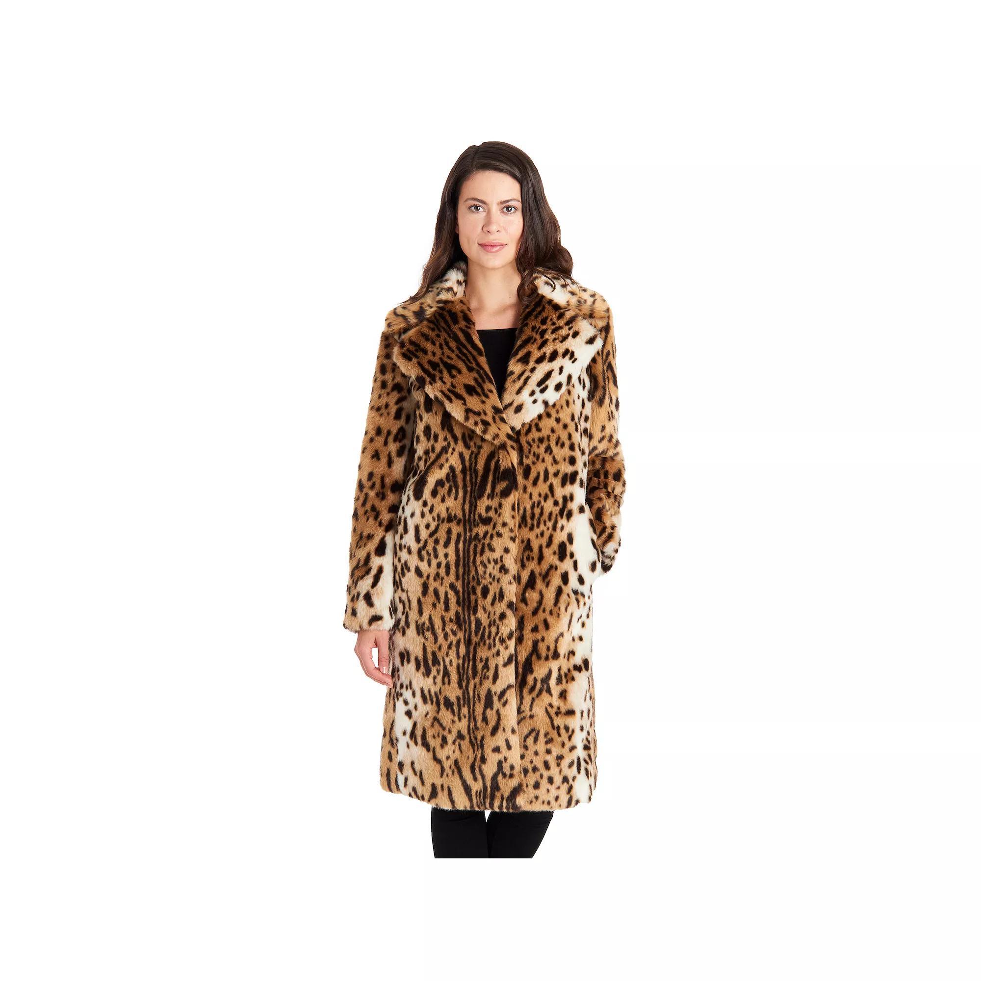 Women's Fleet Street Faux-Fur Leopard Print Coat, Size: Small Product Image