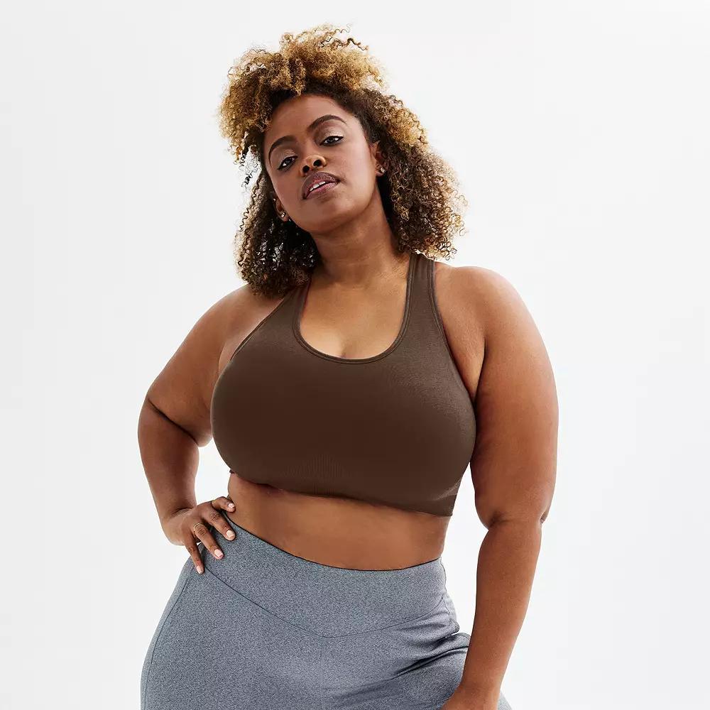 Plus Size Tek Gear® Seamless Low-Impact Sports Bra, Women's, Size: 1XL, Birk Brown Product Image