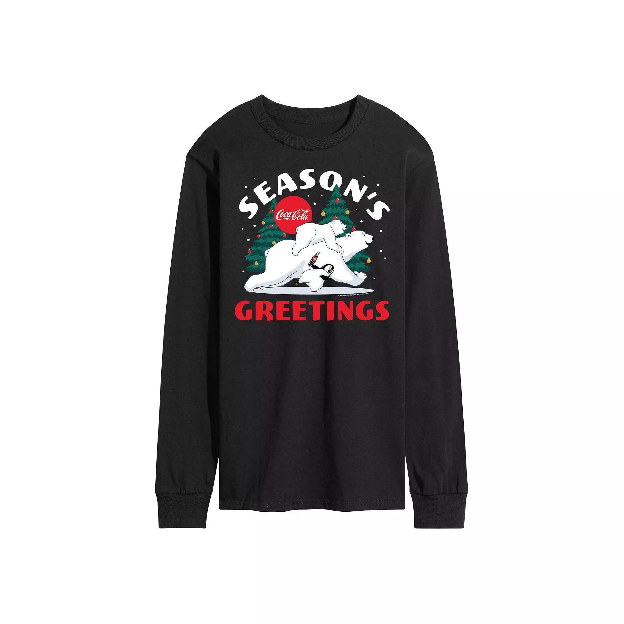Men's CocaCola Seasons Greetings Long Sleeve Graphic Tee,  Product Image