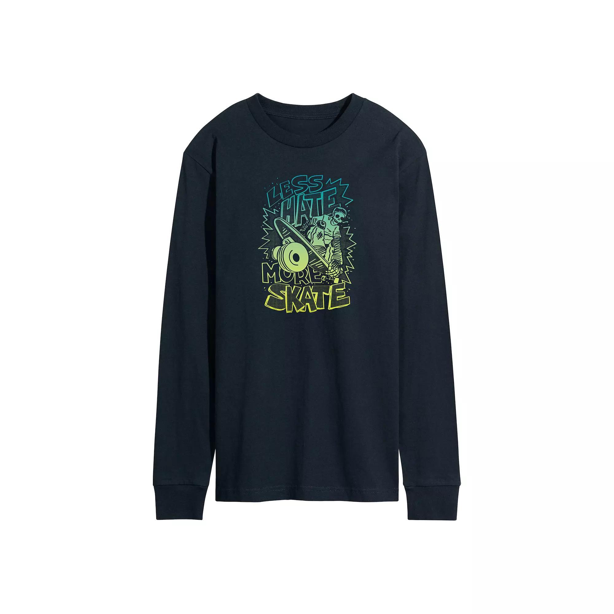 Men's Retro Less Hate More Skate Long Sleeve Graphic Tee,  Product Image
