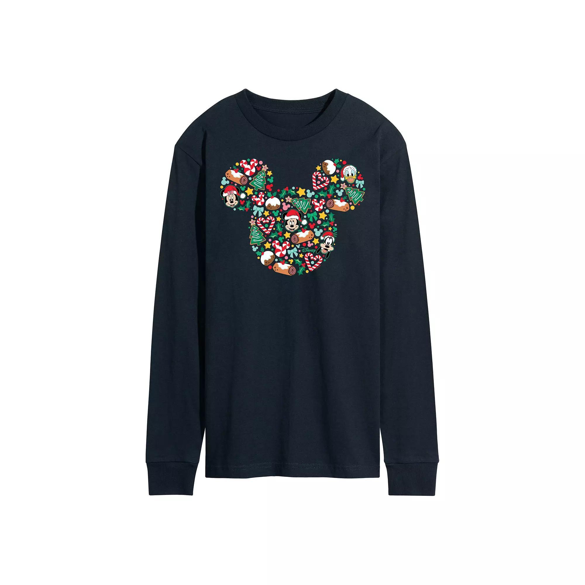 Disney's Men's Mickey Mouse Silhouette Christmas Long-sleeved Tee,  Product Image