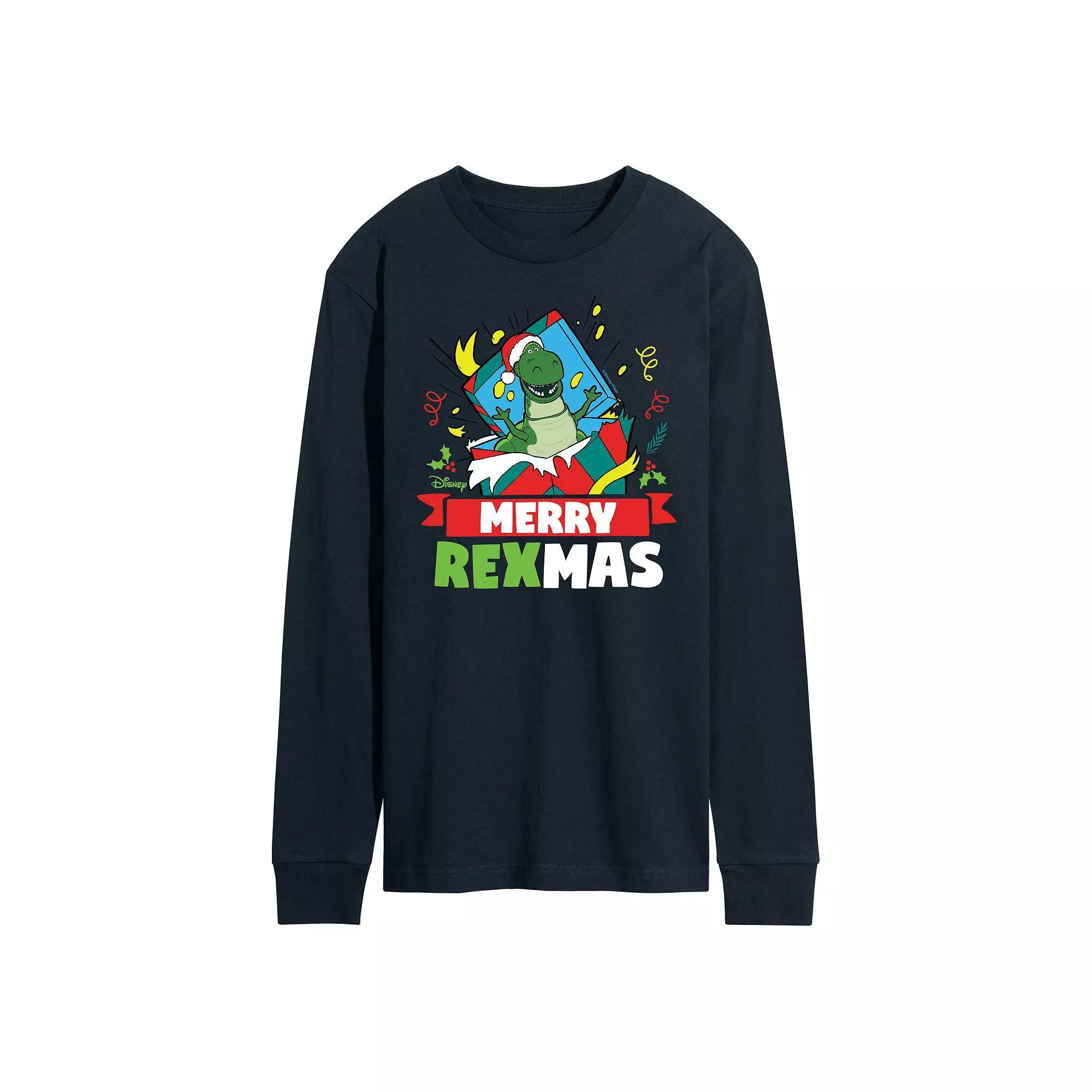 Disney / Pixar's Toy Story 4 Men's Merry Rexmas Long Sleeve Graphic Tee, Size: Large, Blue Product Image