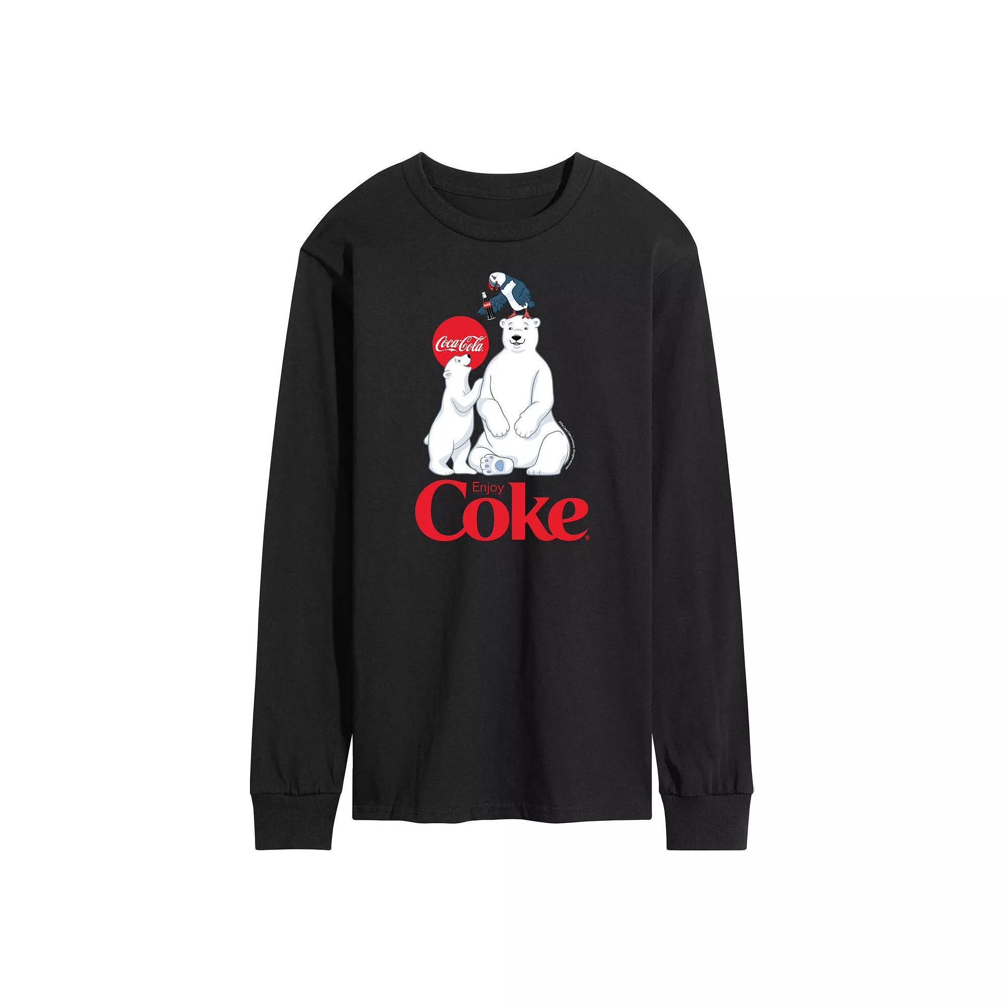 Men's CocaCola Polar Bears Long Sleeve Graphic Tee, Size: XL, Black Product Image