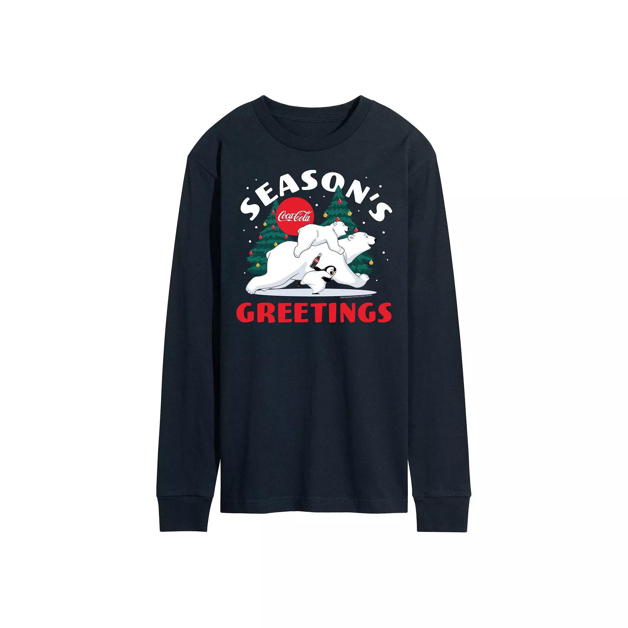 Men's CocaCola Seasons Greetings Long Sleeve Graphic Tee,  Product Image
