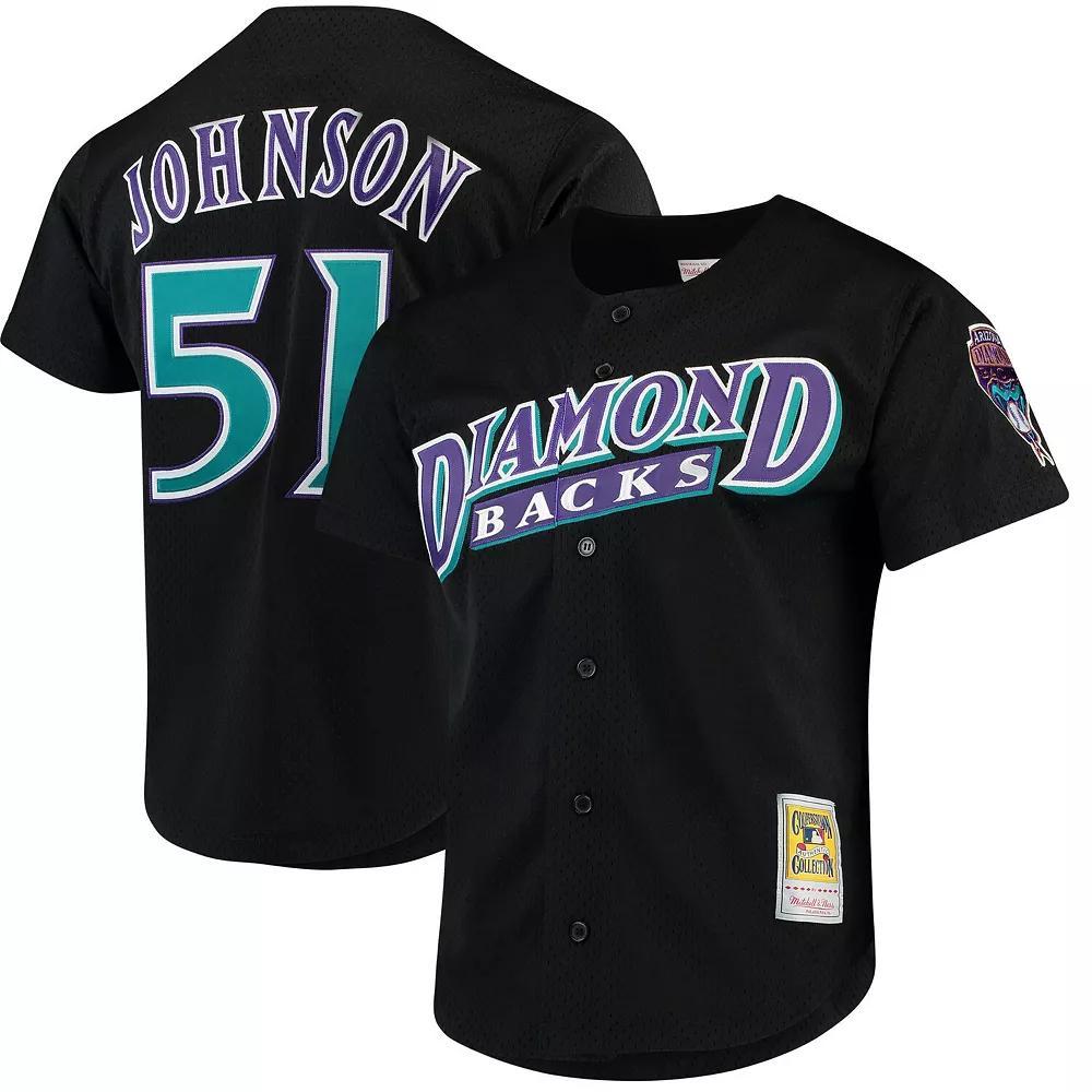 Men's Mitchell & Ness Randy Johnson Black Arizona Diamondbacks Cooperstown Collection Mesh Batting Practice Button-Up Jersey, Size: Large Product Image