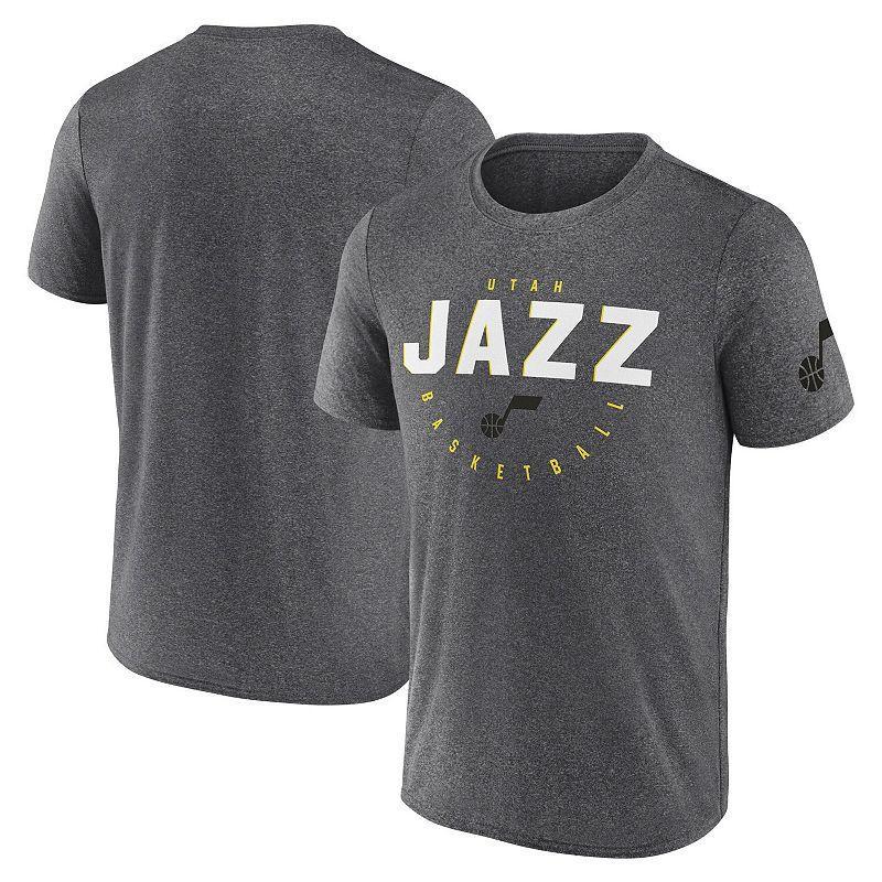 Men's Heather Charcoal Utah Jazz Block Practice Performance T-Shirt,  Product Image
