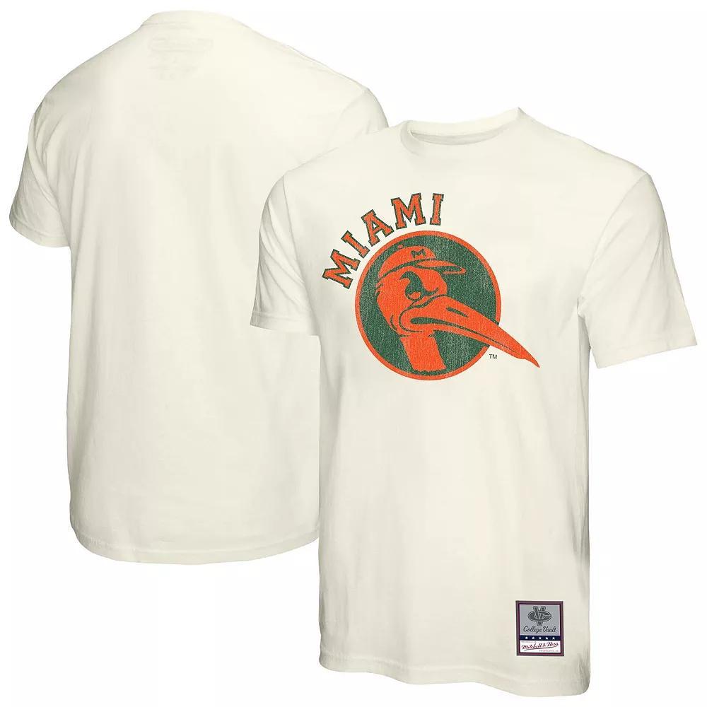 Men's Mitchell & Ness Cream Miami Hurricanes Vintage Tone T-Shirt,  Product Image