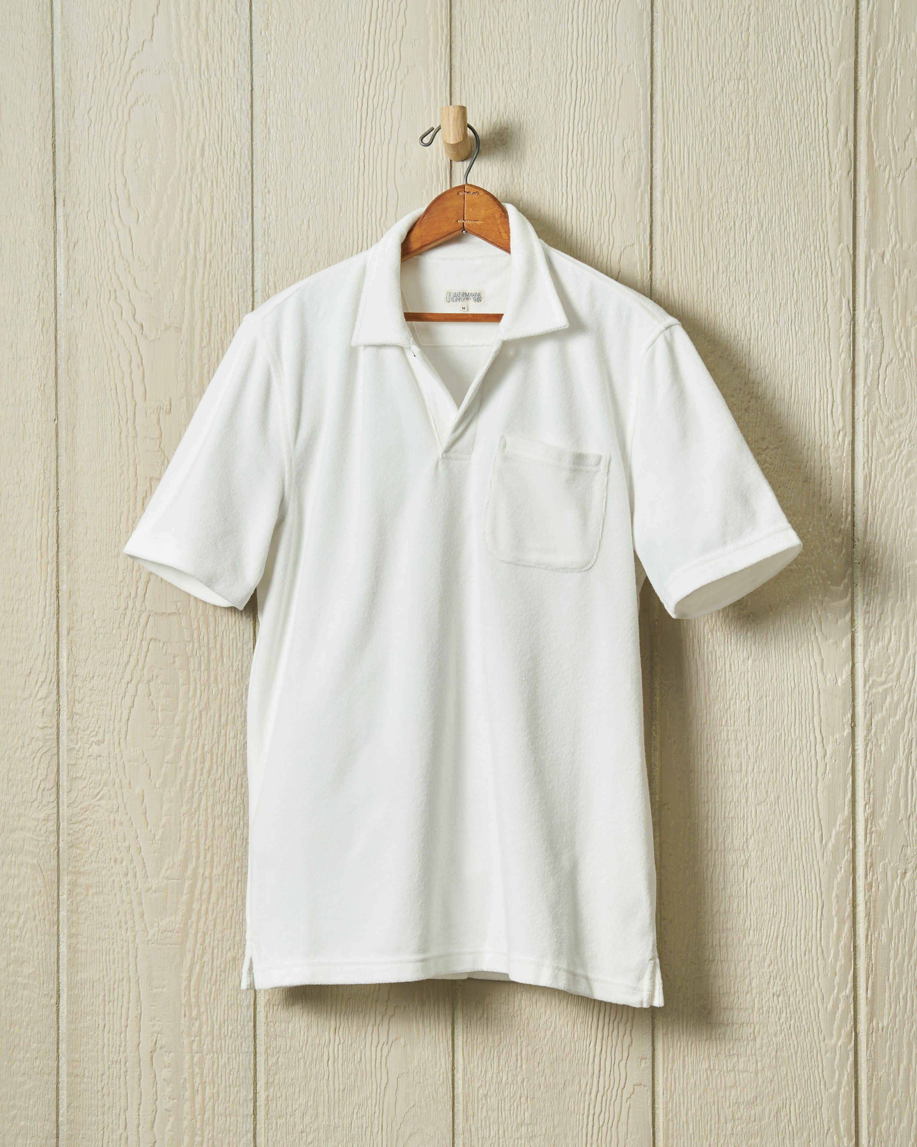 Terrycloth Polo in White Product Image