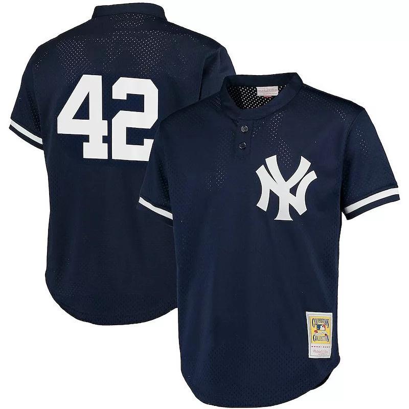 Mens Mitchell & Ness Mariano Rivera New York Yankees Cooperstown Collection Big & Tall Mesh Batting Practice Jersey Blue Product Image