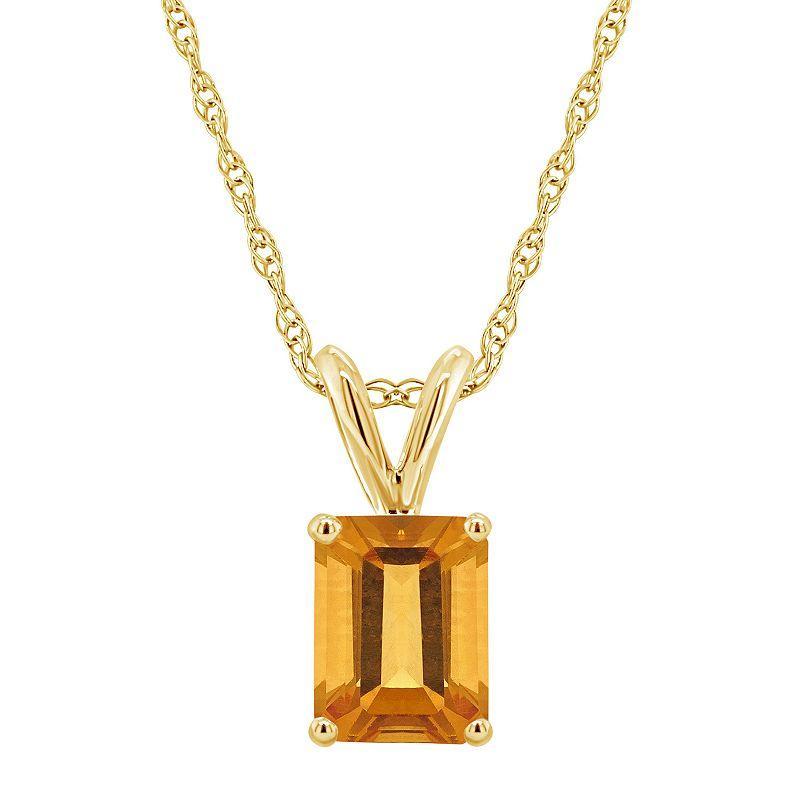 Celebration Gems 14k Gold Emerald Cut Citrine Pendant Necklace, Womens 14k Whgold Product Image