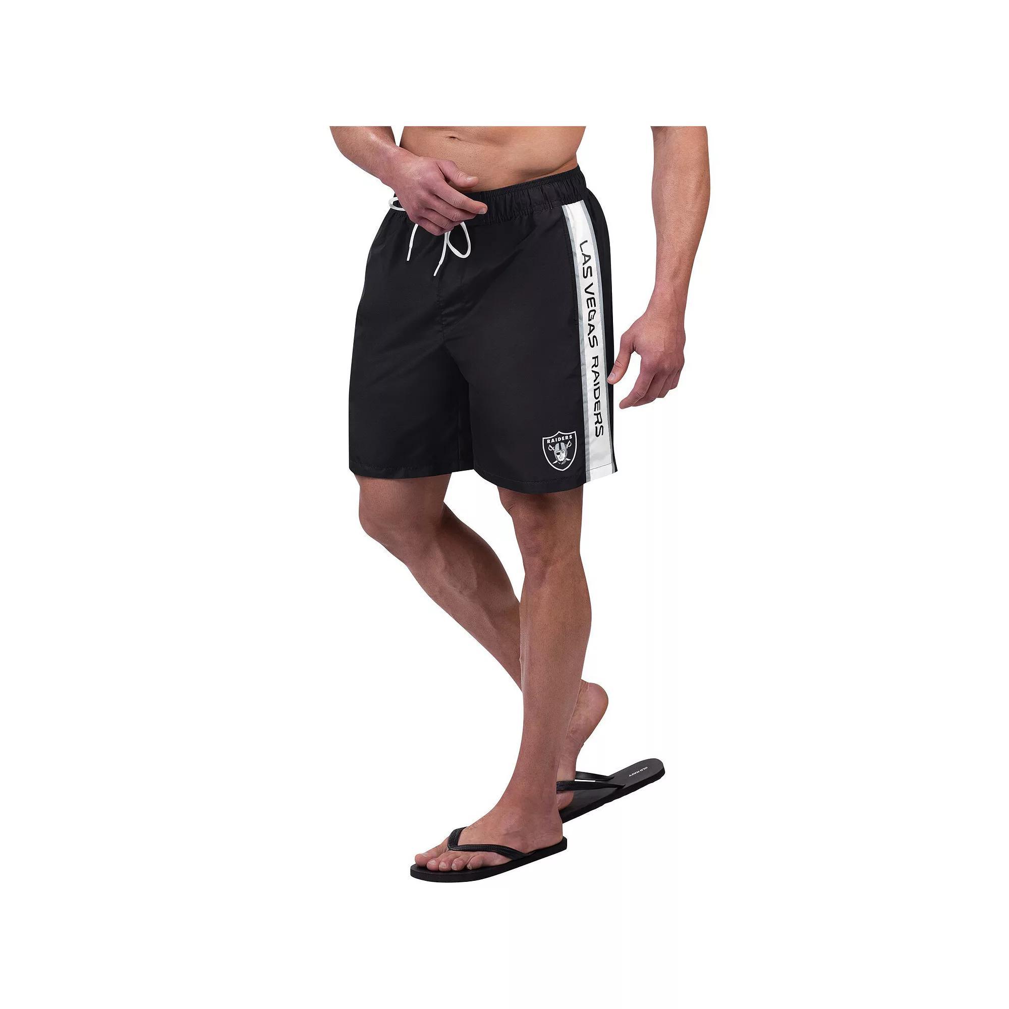Men's G-III Sports by Carl Banks Black Las Vegas Raiders Streamline Volley Swim Shorts,  Product Image