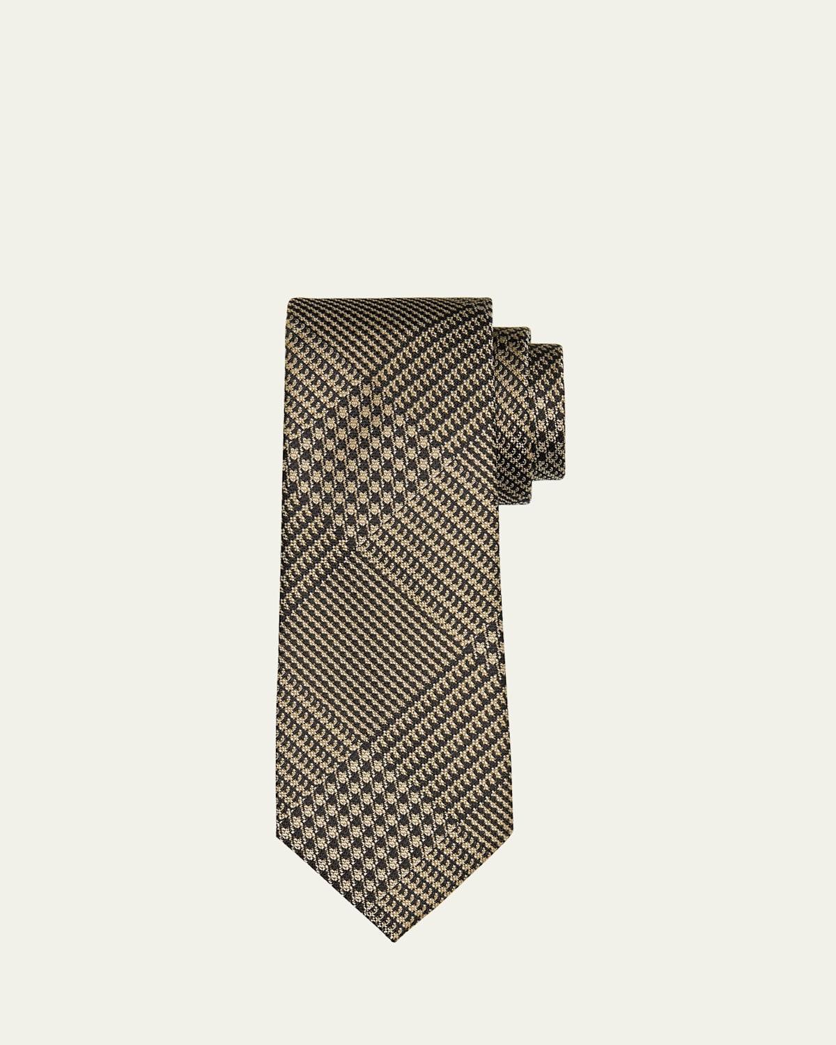 Mens Glen Check Mulberry Silk Tie Product Image