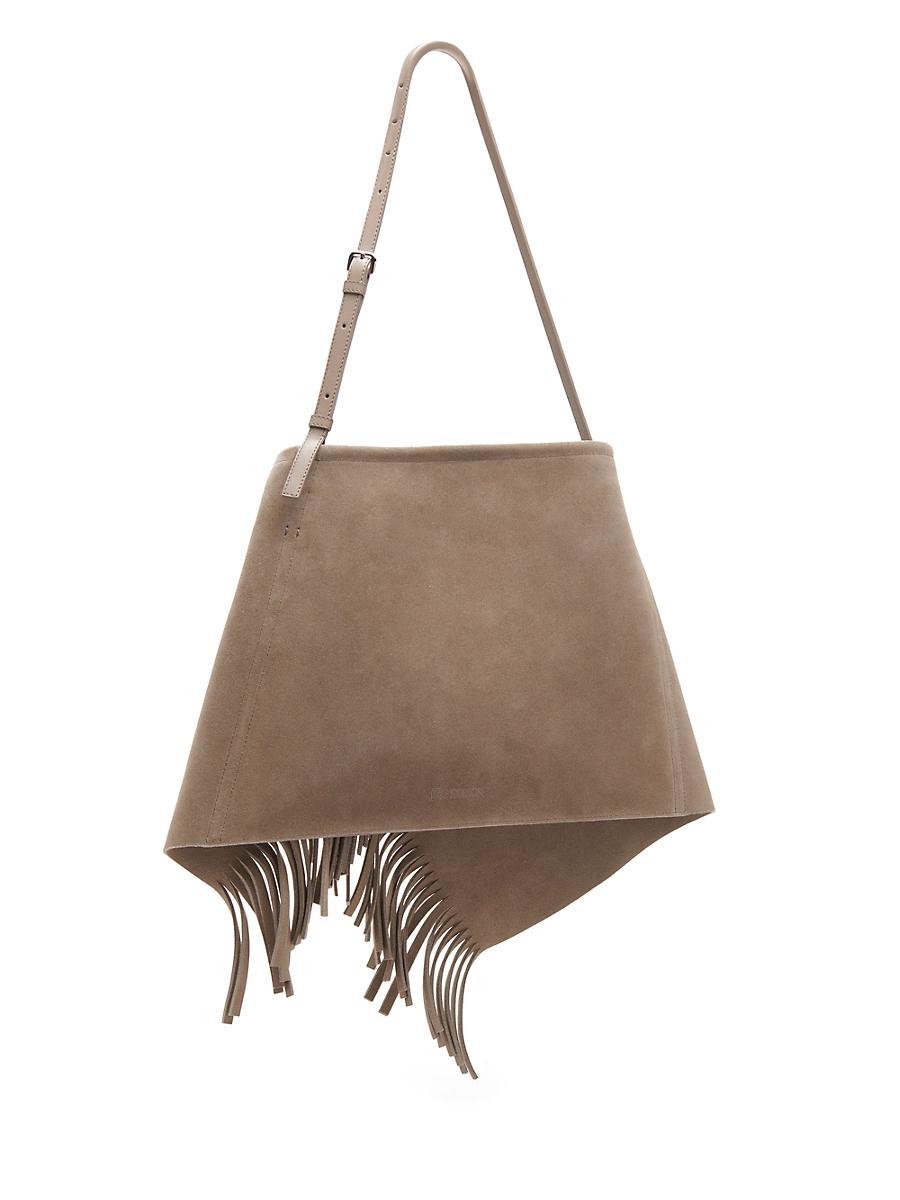 Womens Scarf Fringed Suede & Leather Shoulder Bag Product Image