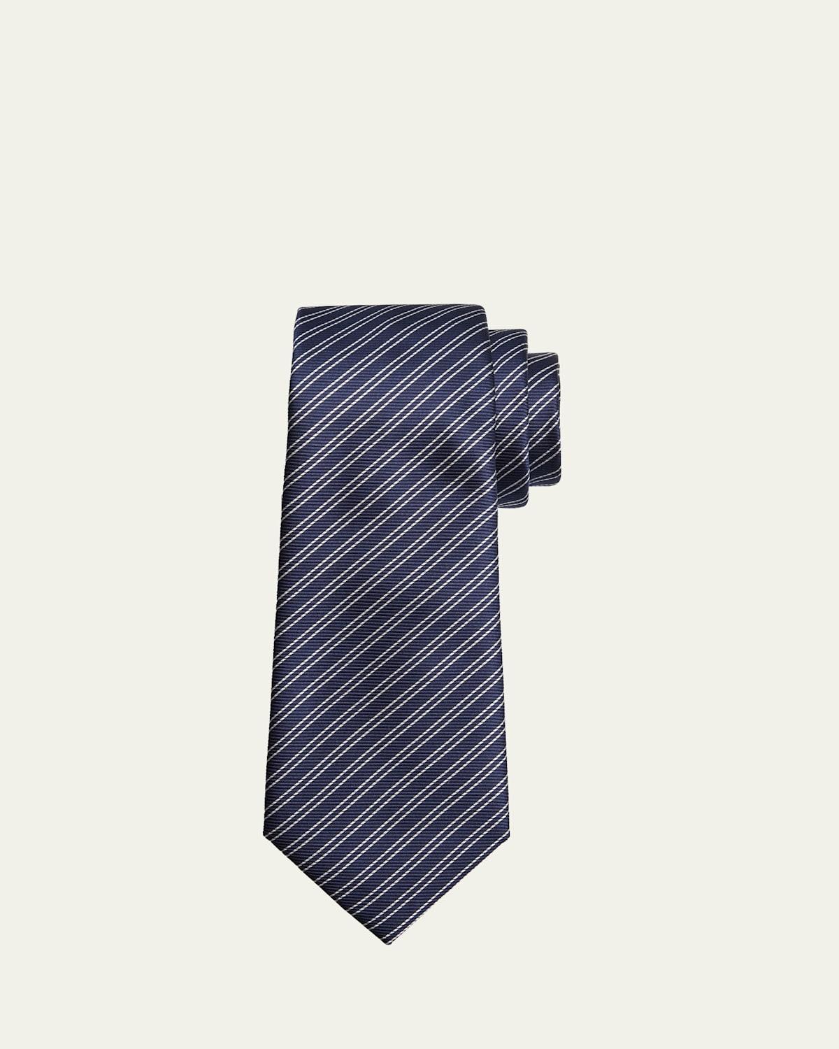 Mens Silk Diagonal Striped Tie Product Image