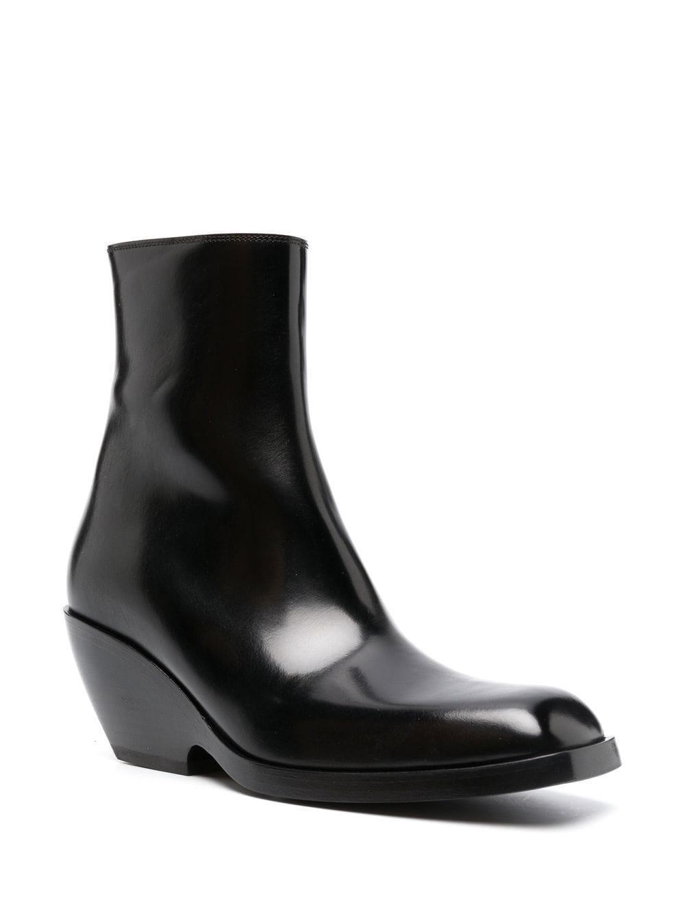 KHAITE Hooper Leather Ankle Boots In Black Product Image