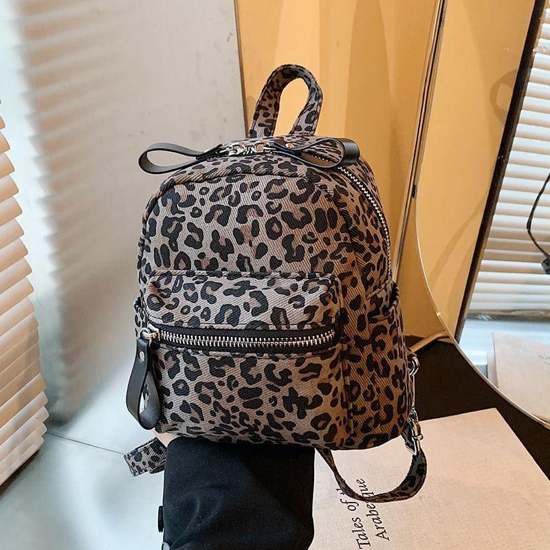 Leopard Print Multi-Pocket Backpack Product Image