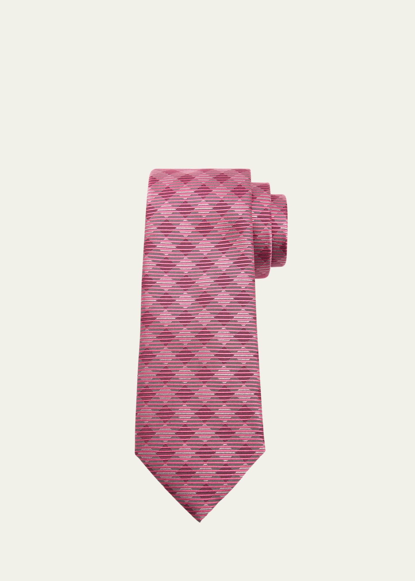 Men's Silk Jacquard Gingham-Stripe Tie Product Image