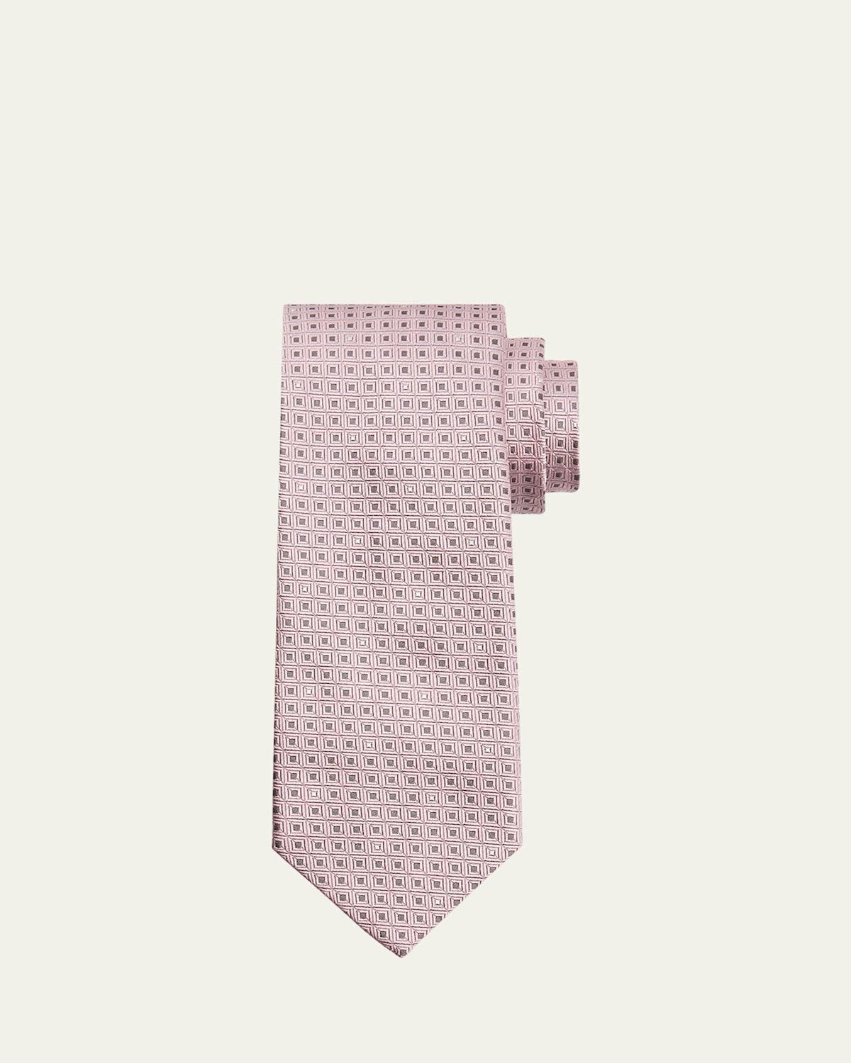 Mens Geometric Jacquard Silk Tie Product Image