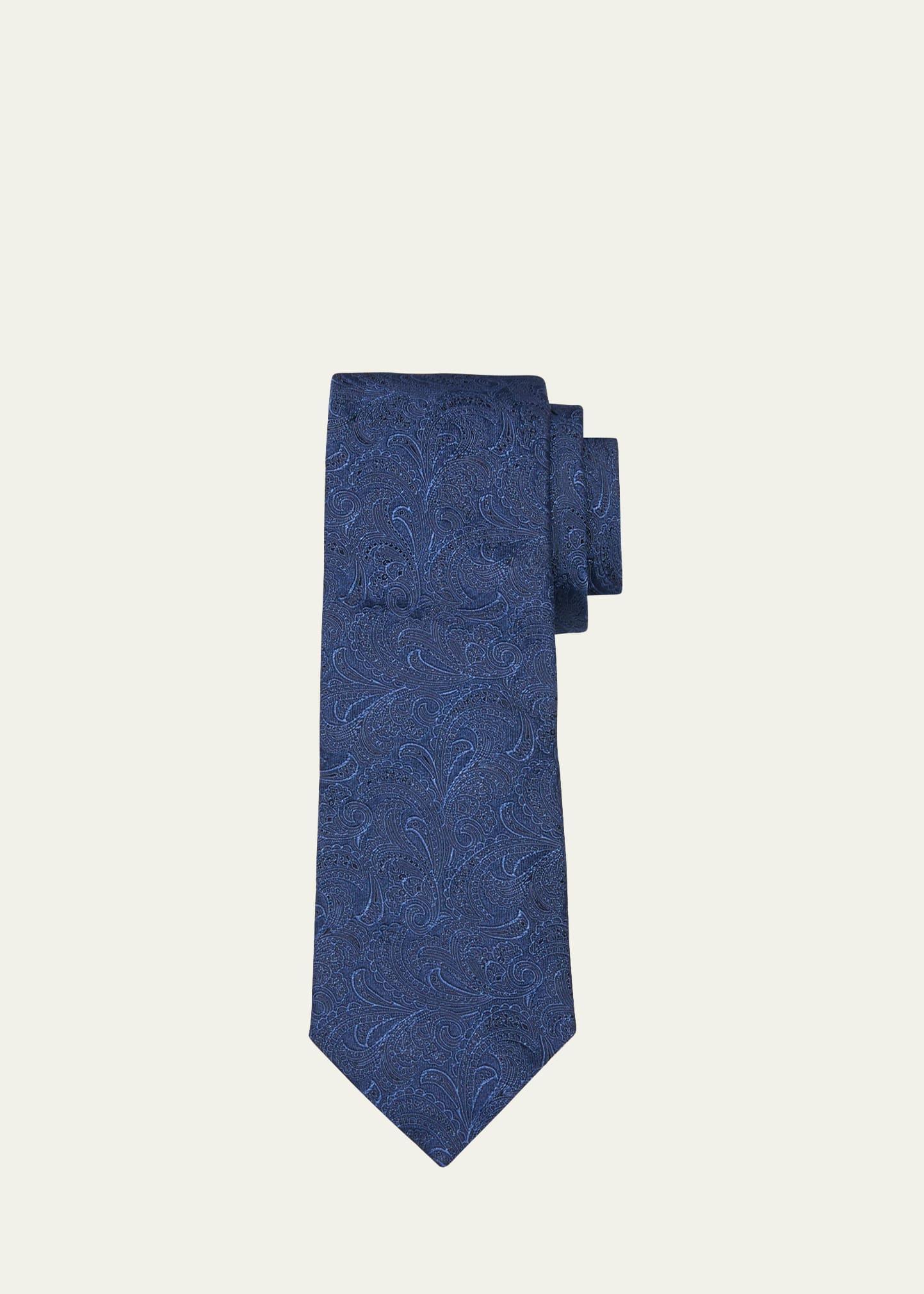 Mens Silk-Cotton Tonal Paisley Tie Product Image