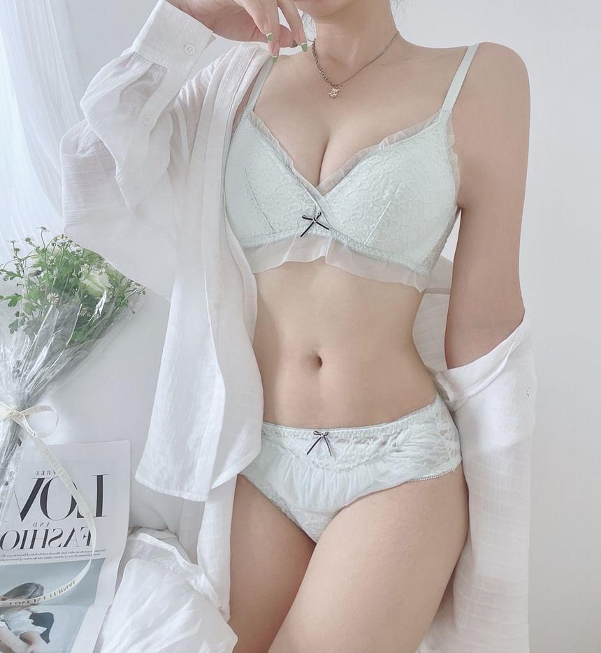 Plain Bow Frill Wireless Bra Product Image