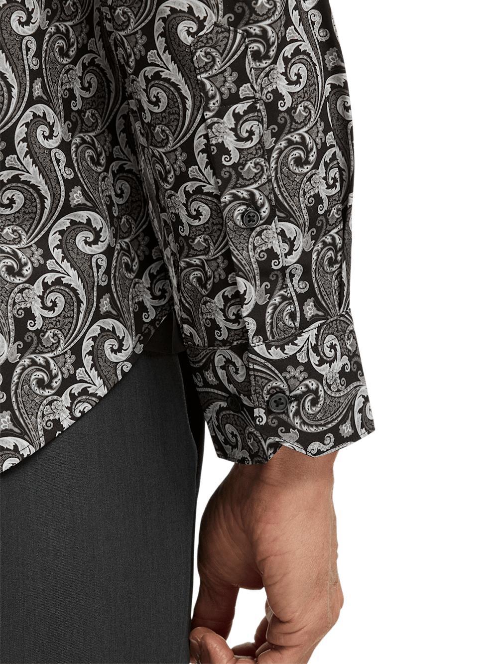 Performance Stretch Paisley Casual Shirt - Black/grey Product Image