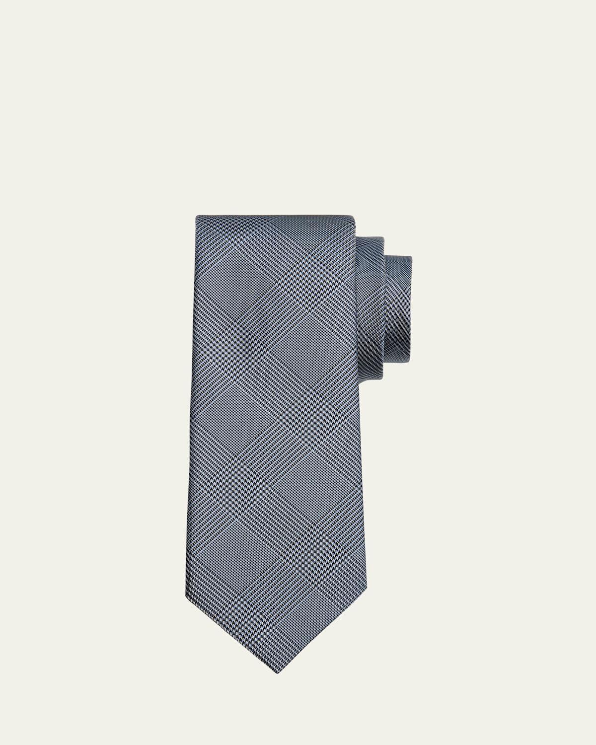 Mens Glen Check Mulberry Silk Tie Product Image