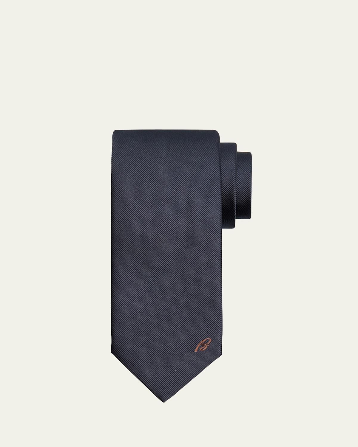 Mens B-Embroidered Silk Twill Tie Product Image