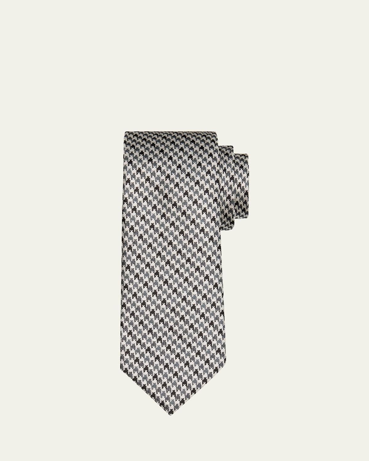 Mens Vertical Houndstooth Silk Tie Product Image