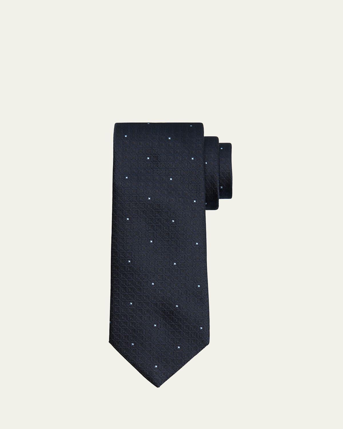 Mens Geometric Jacquard Silk Tie Product Image