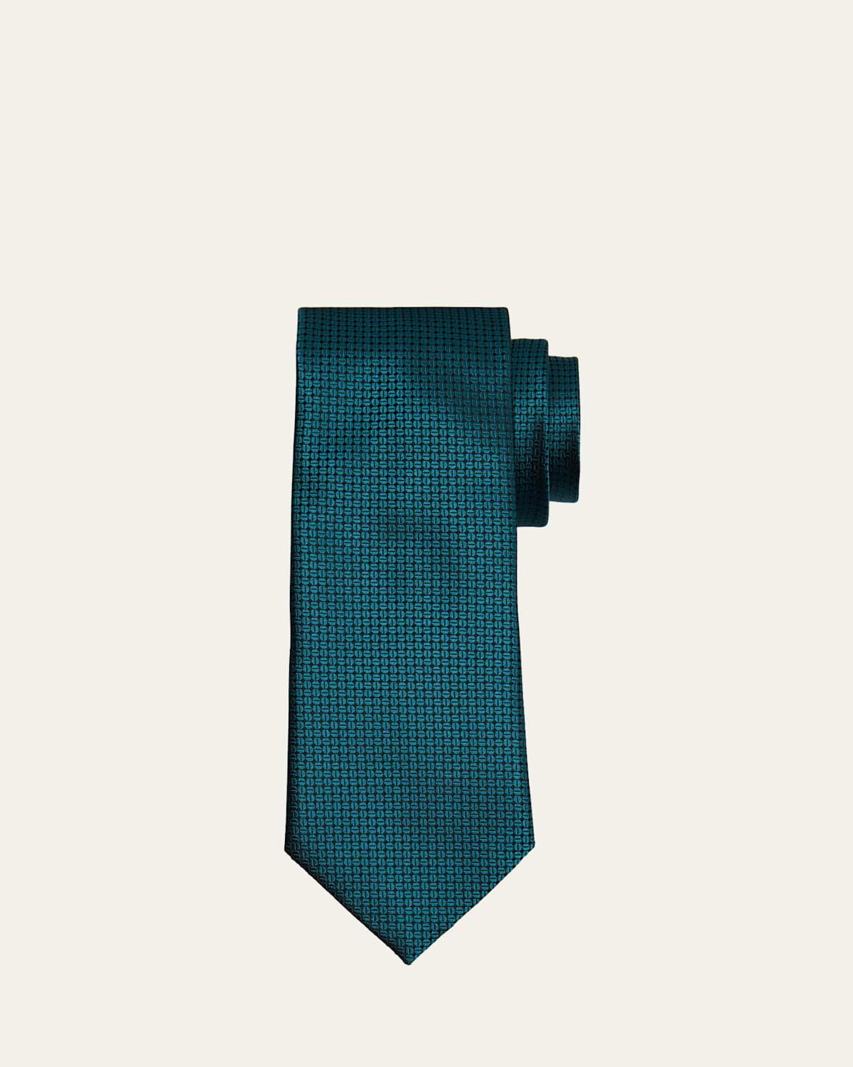 Men's Geometric Jacquard Silk Tie Product Image