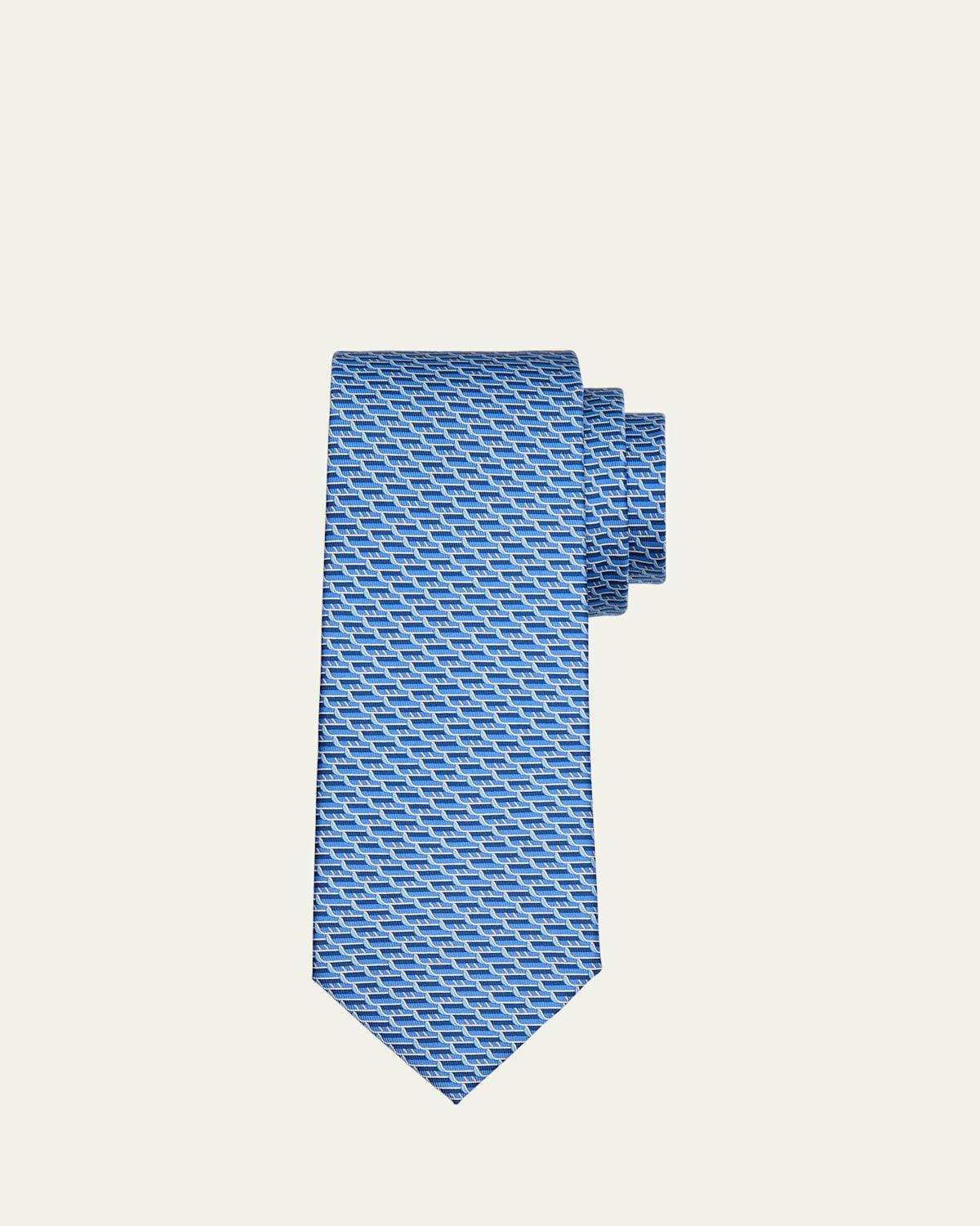 Mens Ladder-Print Silk Tie Product Image