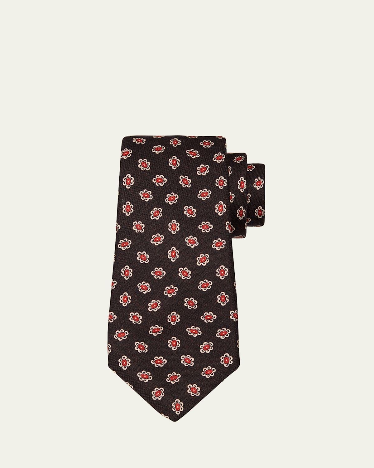 Mens 7-Fold Floral Geometric Silk Tie Product Image