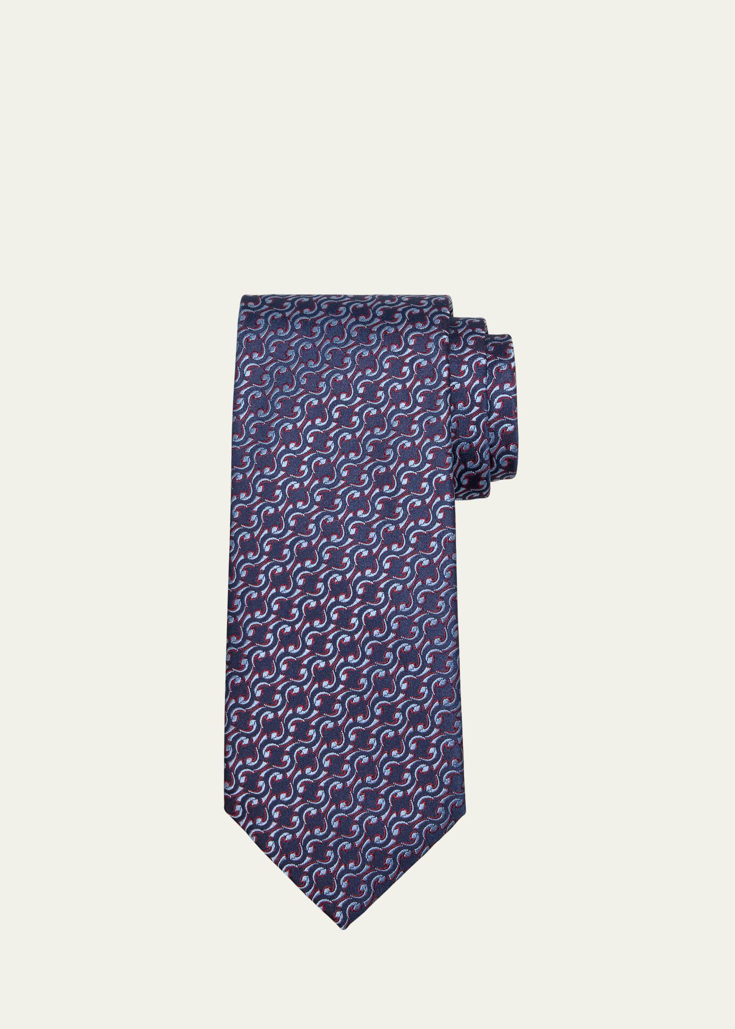 Mens Swirl Line Woven Silk Tie Product Image