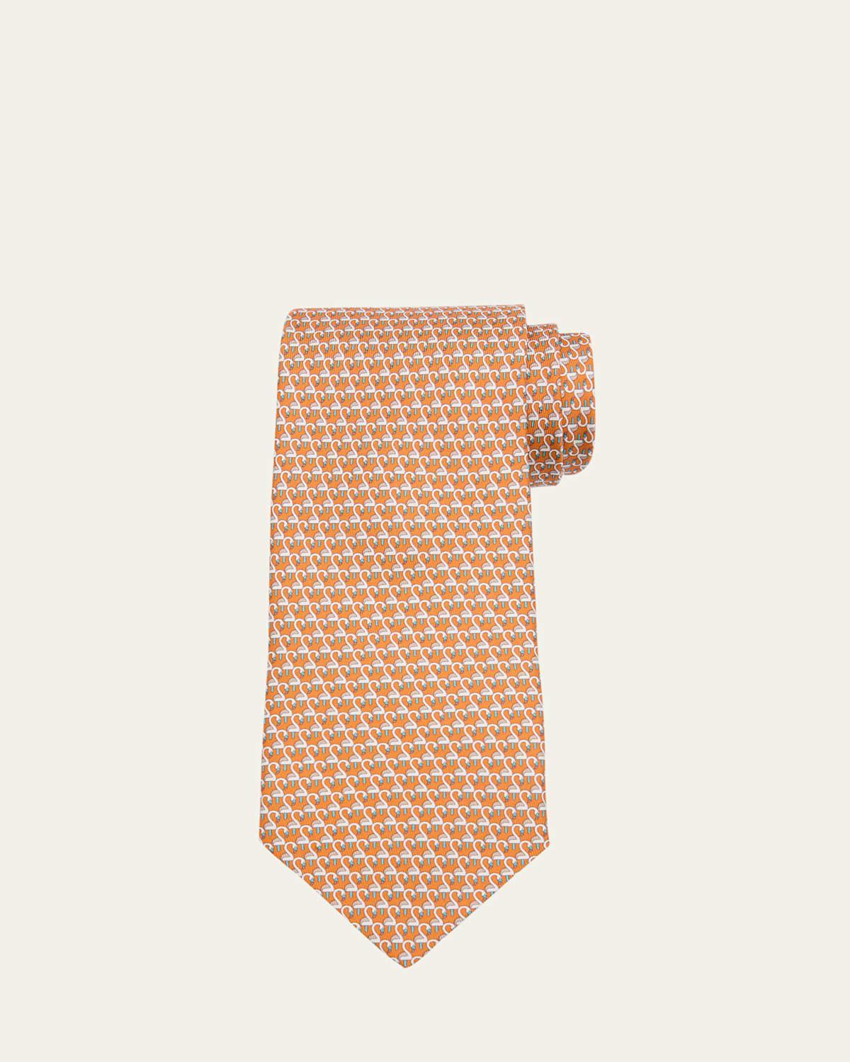 Mens Flamingo-Print Silk Tie Product Image