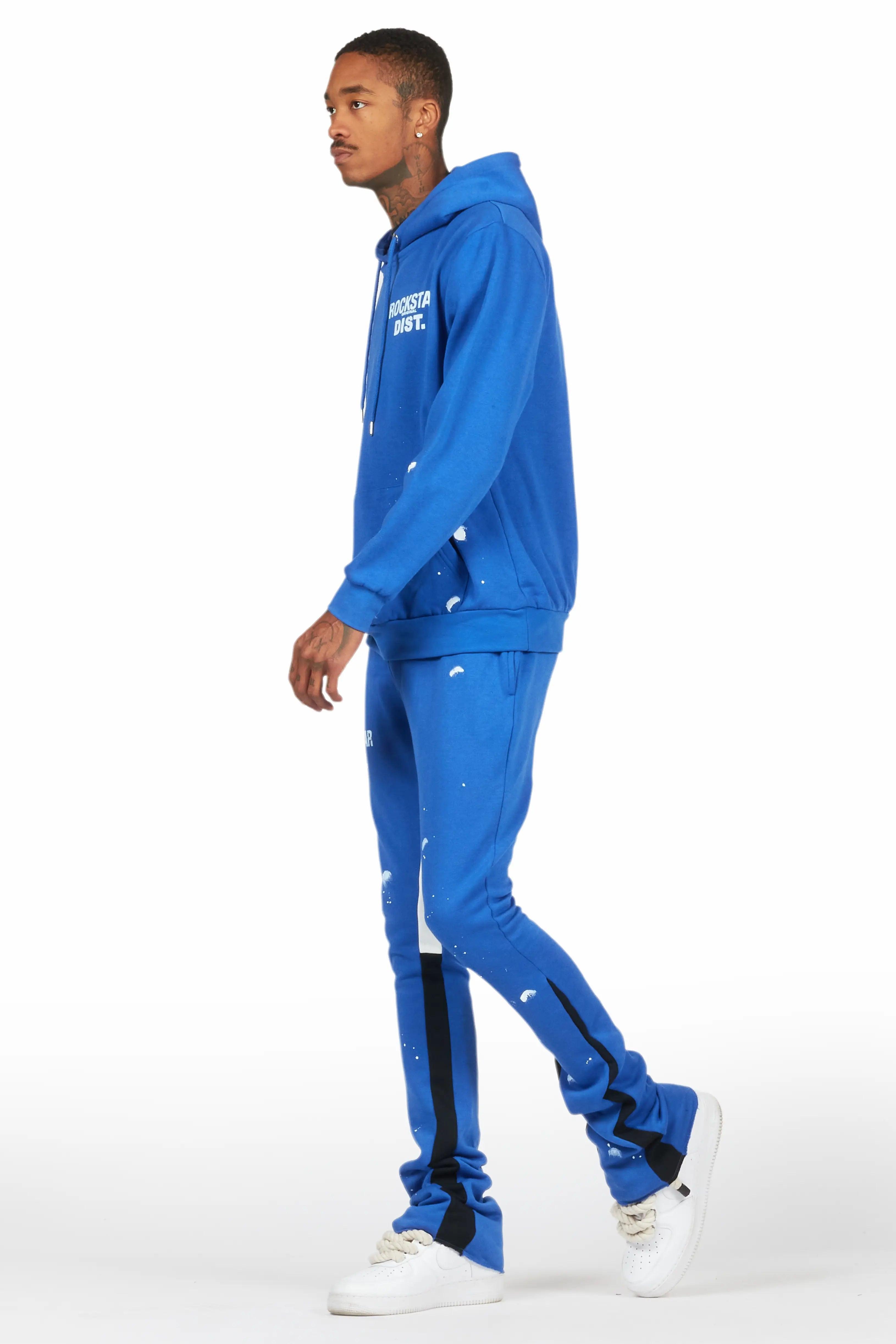 Raffer Royal Blue Hoodie/Stacked Flare Pant Set Male Product Image