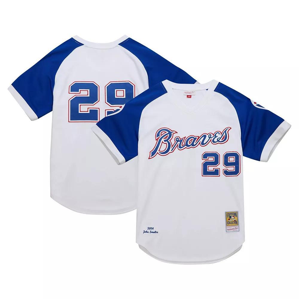Men's Mitchell & Ness John Smoltz White Atlanta Braves 2004 Cooperstown Collection Authentic Throwback Jersey, Size: 4XL Product Image
