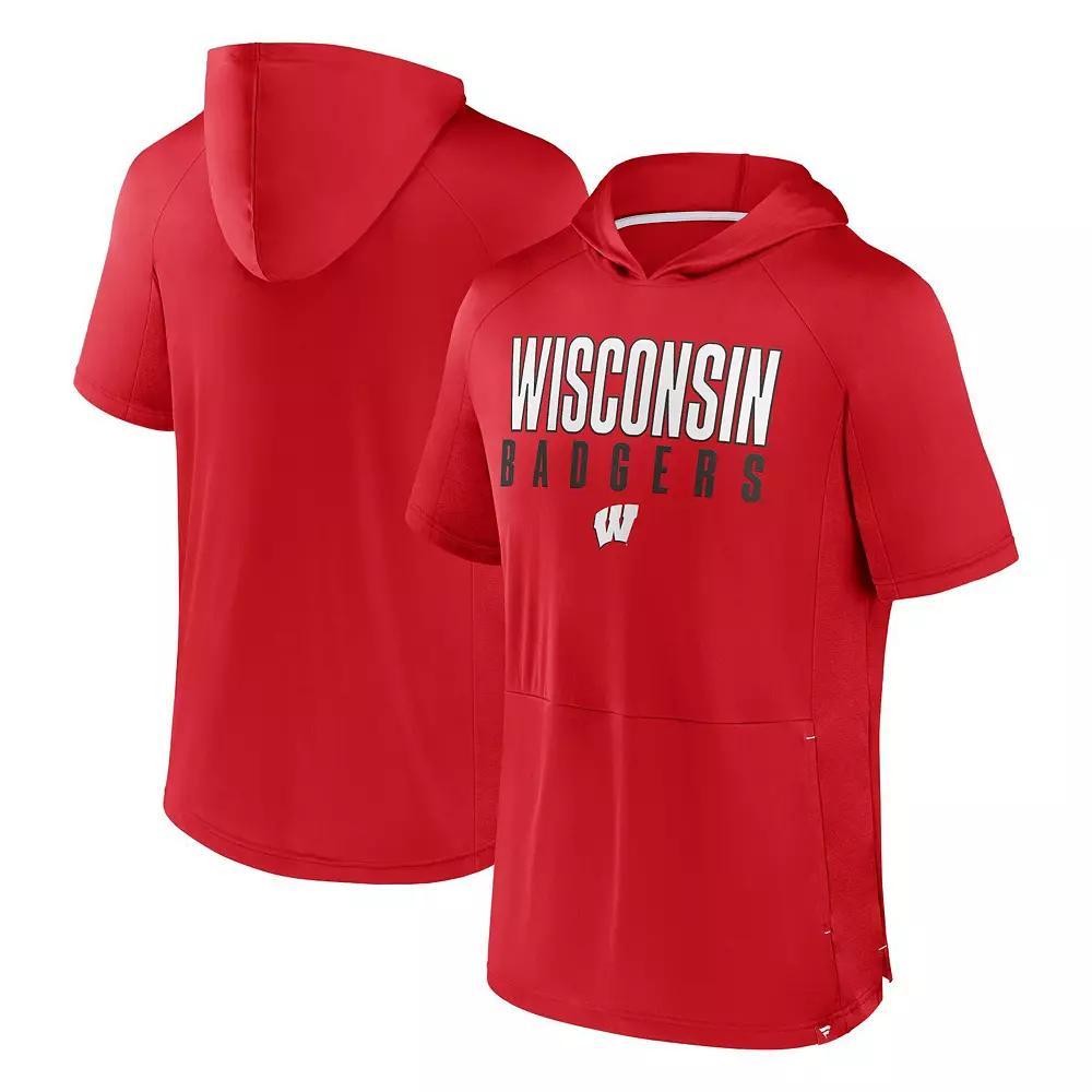 Men's Fanatics Red Wisconsin Badgers Core Read Raglan Hoodie T-Shirt,  Product Image