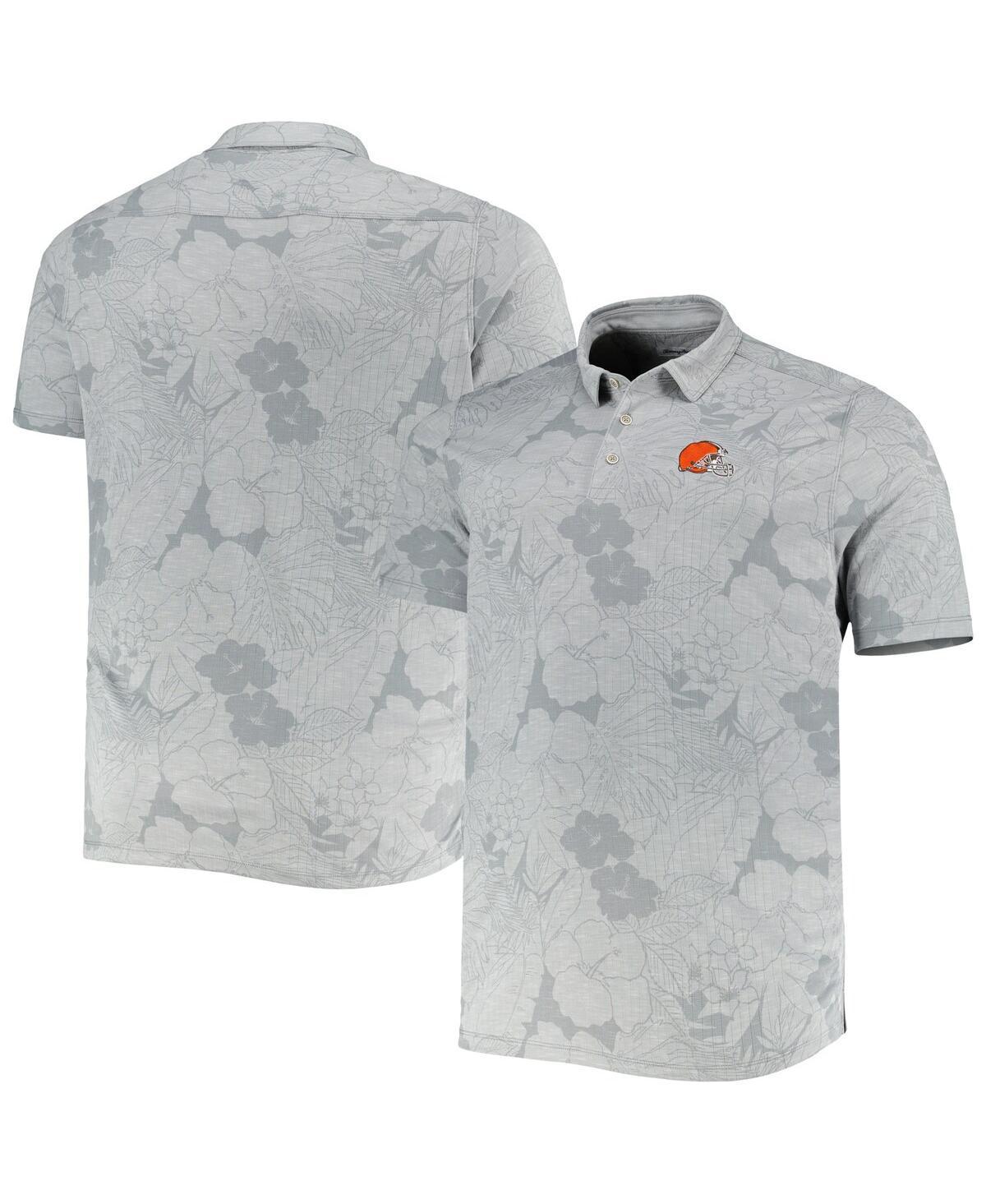 Mens Tommy Bahama Gray Cleveland Browns Big and Tall Miramar Blooms Polo Shirt Product Image