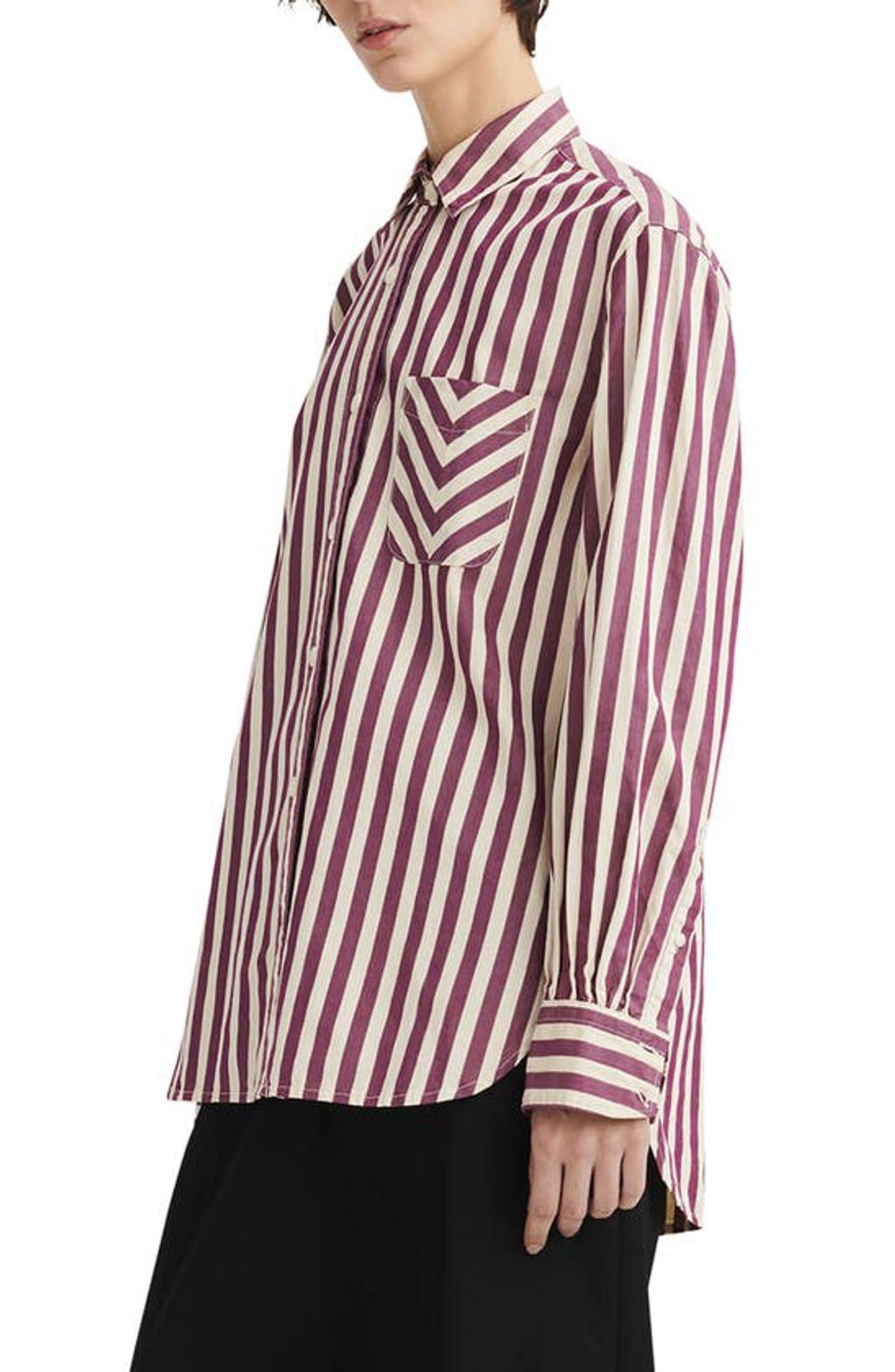 Maxine Stripe Cotton Shirt In Purple Stripe Product Image