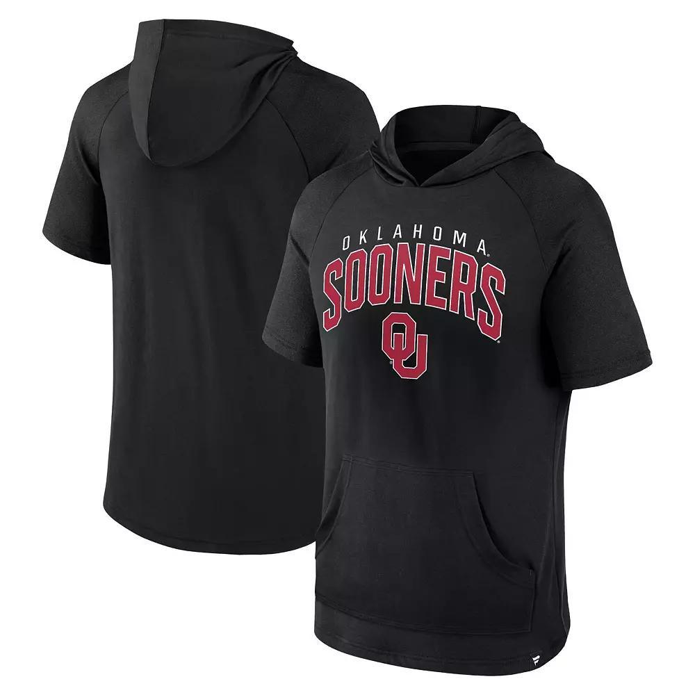 Men's Fanatics Black Wisconsin Badgers Double Arch Raglan Short Sleeve Hoodie T-Shirt,  Product Image
