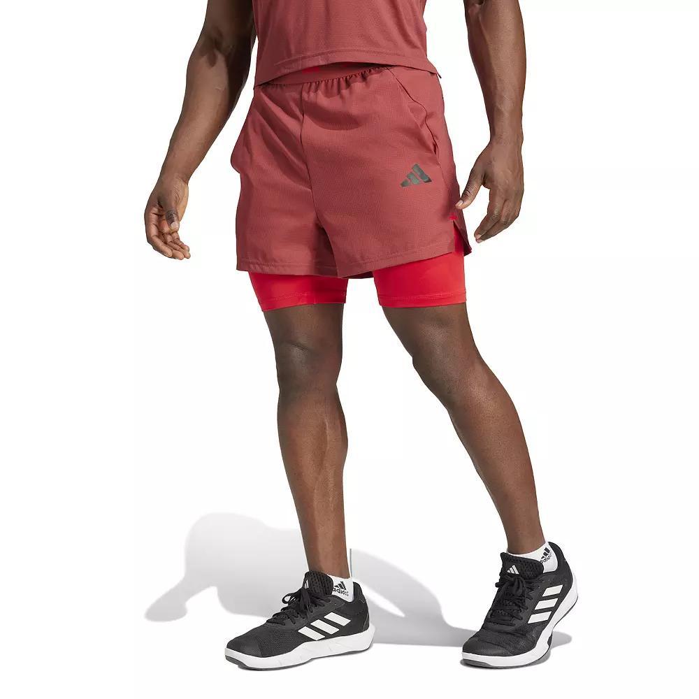 Men's adidas Gym + Climacool Training 2-in-1 Shorts, Size: Small, Preloved Red Product Image