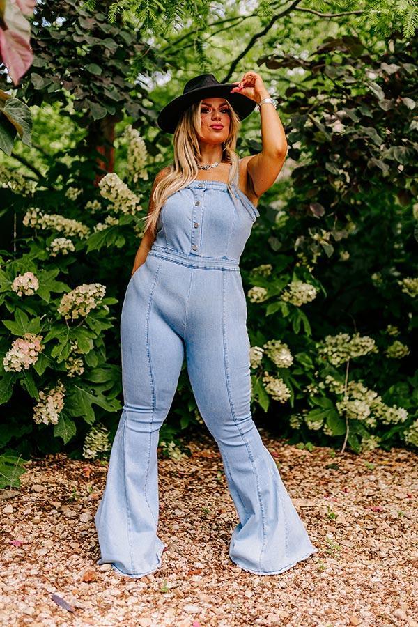 The Pike Denim Jumpsuit in Light Wash Curves Product Image