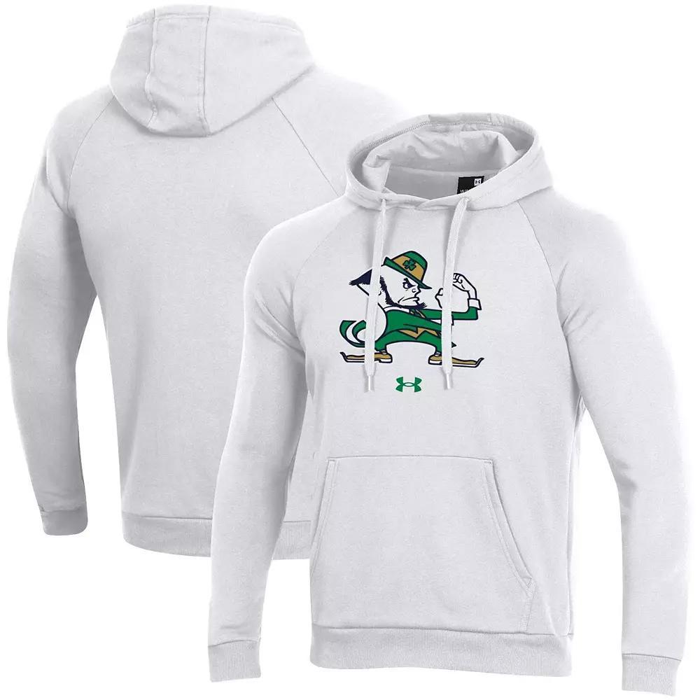 Men's Under Armour White Notre Dame Fighting Irish Mascot School Logo All Day Raglan Pullover Hoodie, Size: XL Product Image